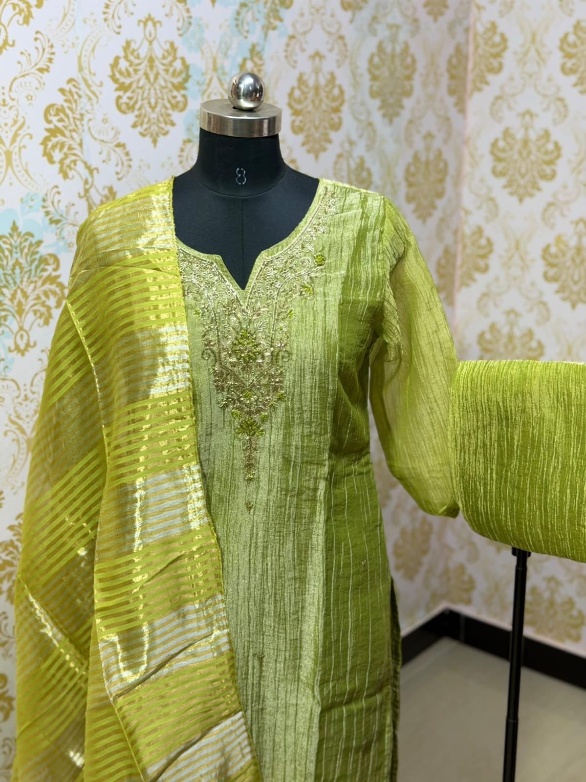 Premium Crushed Tissue Kurti  Set EW130