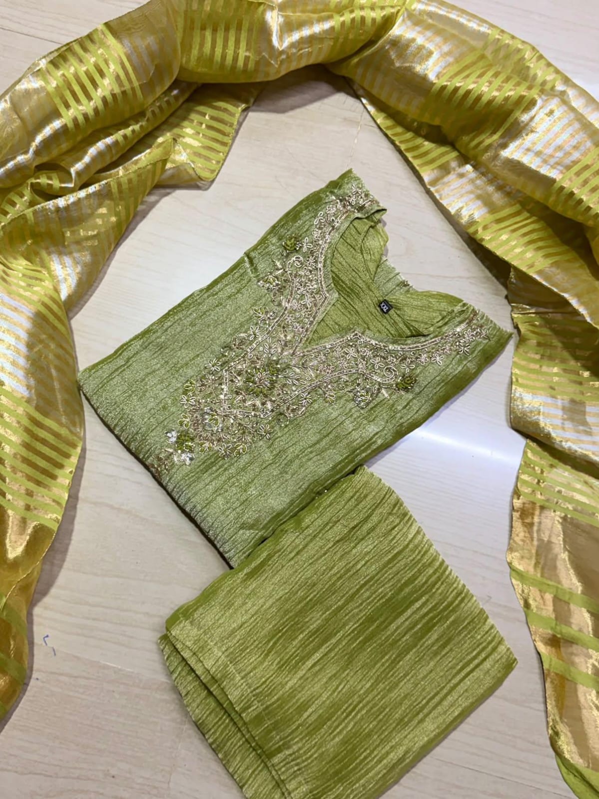 Premium Crushed Tissue Kurti  Set EW130