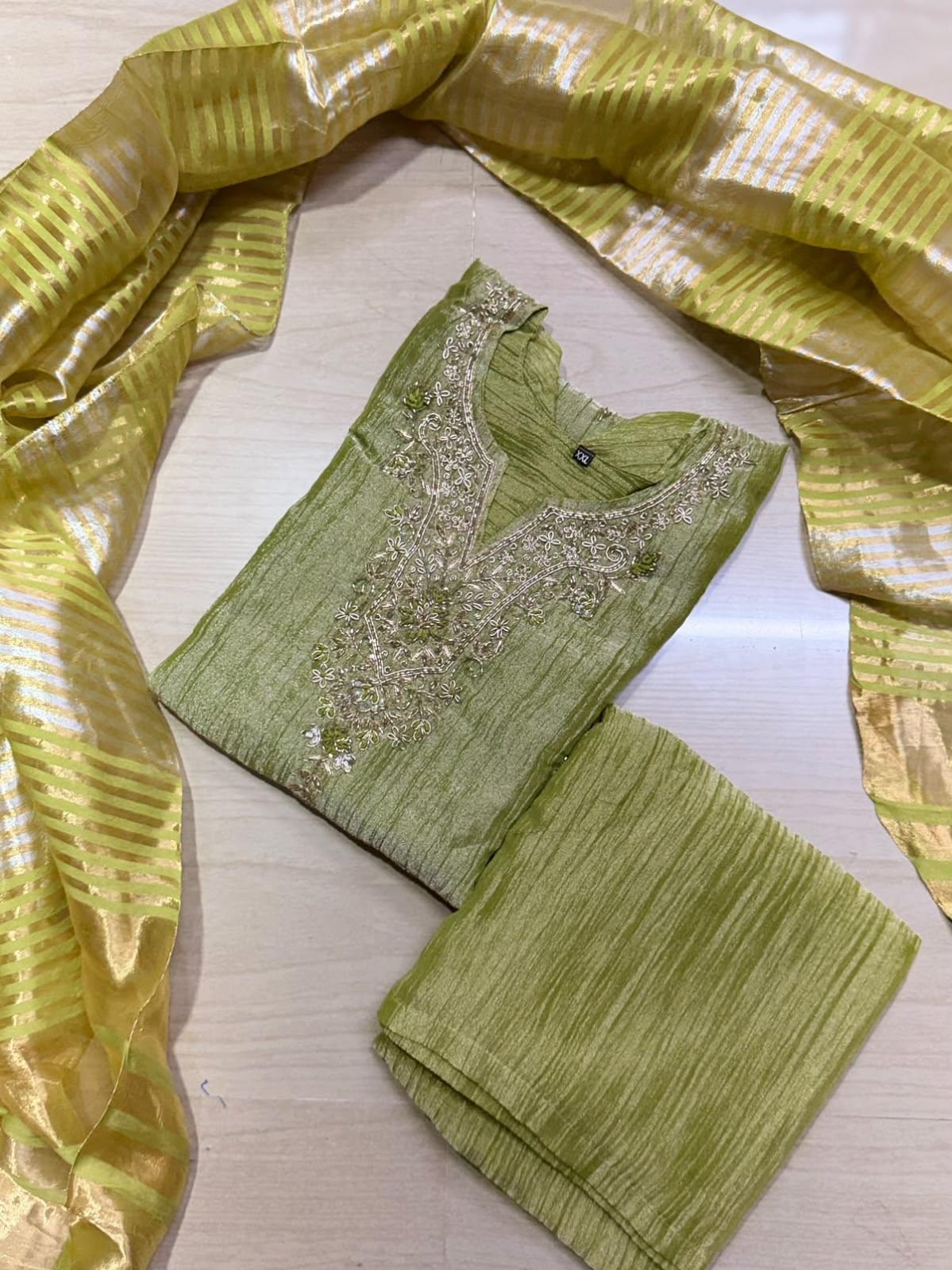 Premium Crushed Tissue Kurti  Set EW130