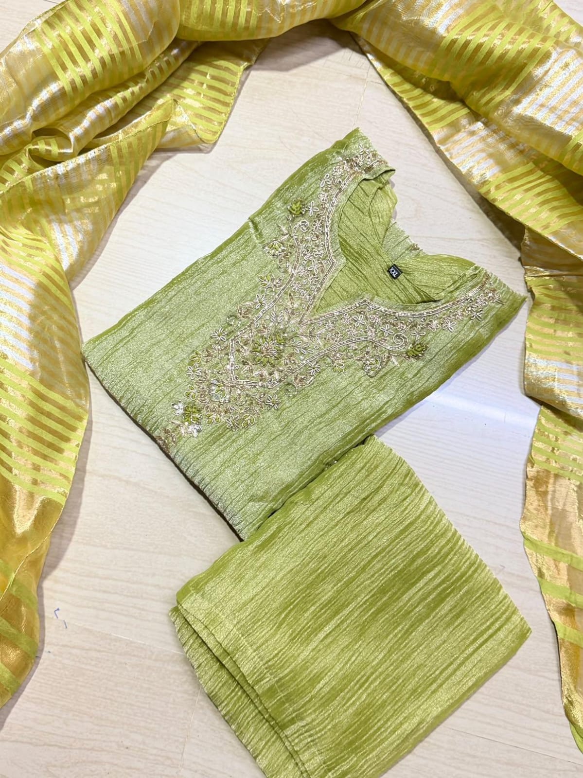Premium Crushed Tissue Kurti  Set EW130