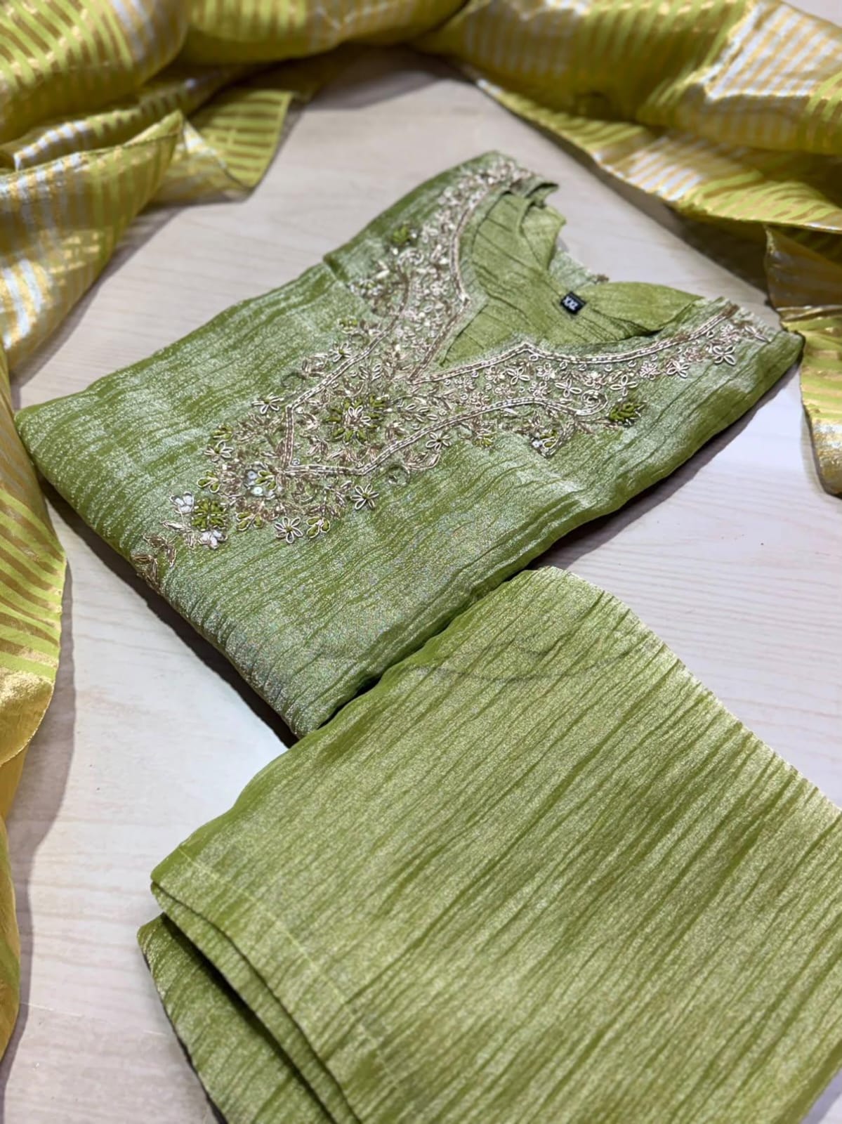 Premium Crushed Tissue Kurti  Set EW130