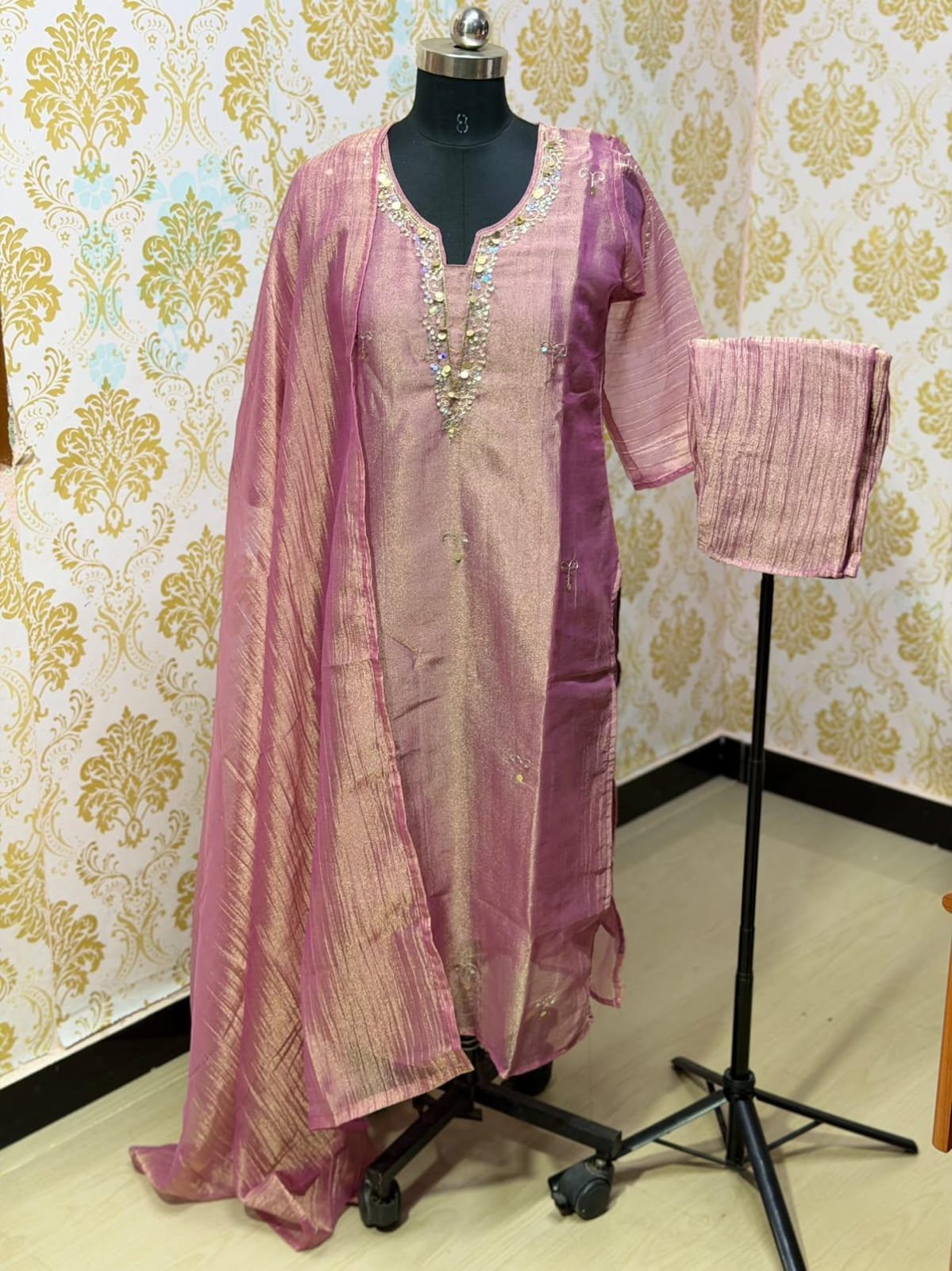 Premium Crushed Tissue Kurti  Set EW131