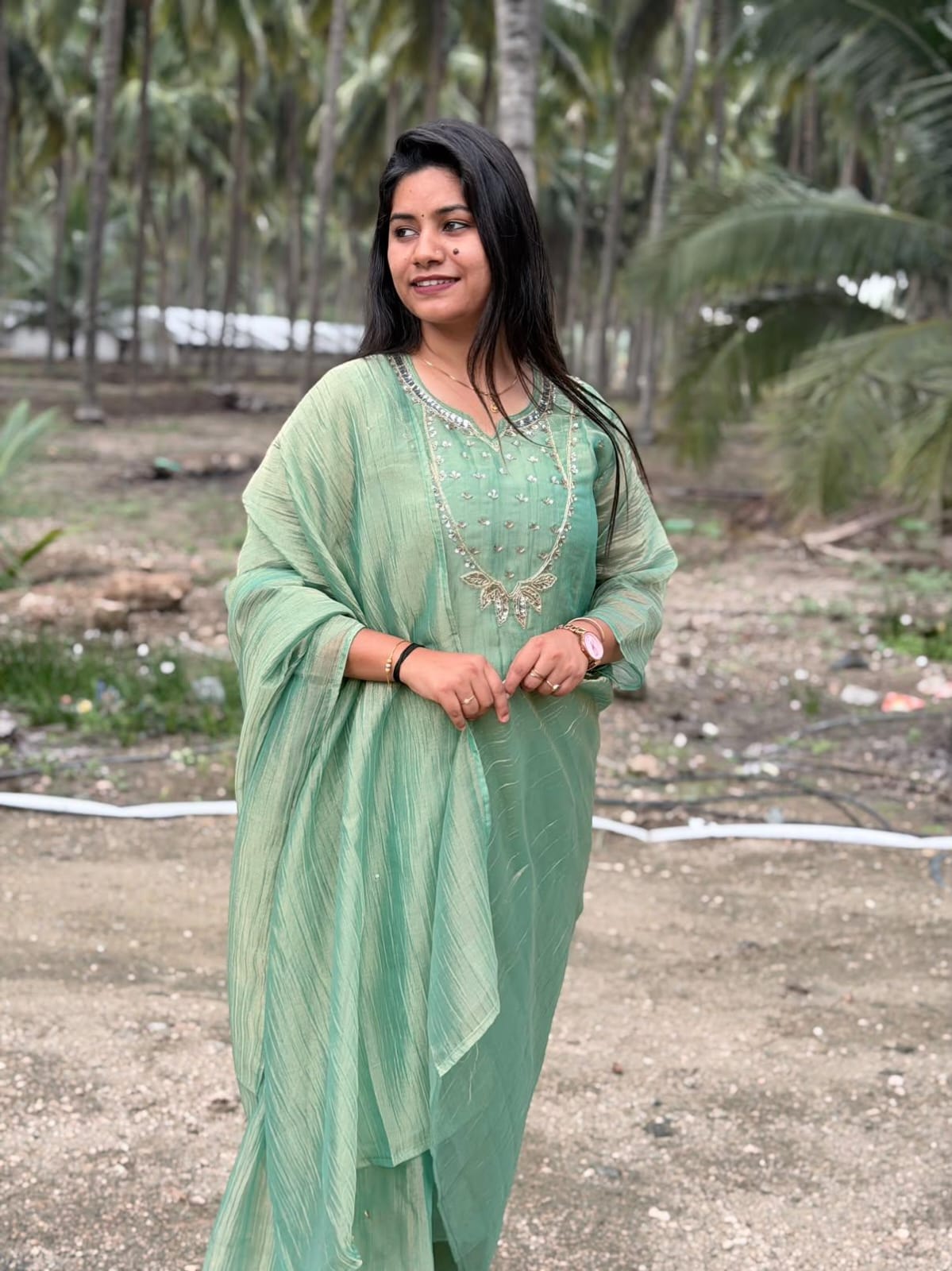 Premium Crushed Tissue Kurti  Set EW132
