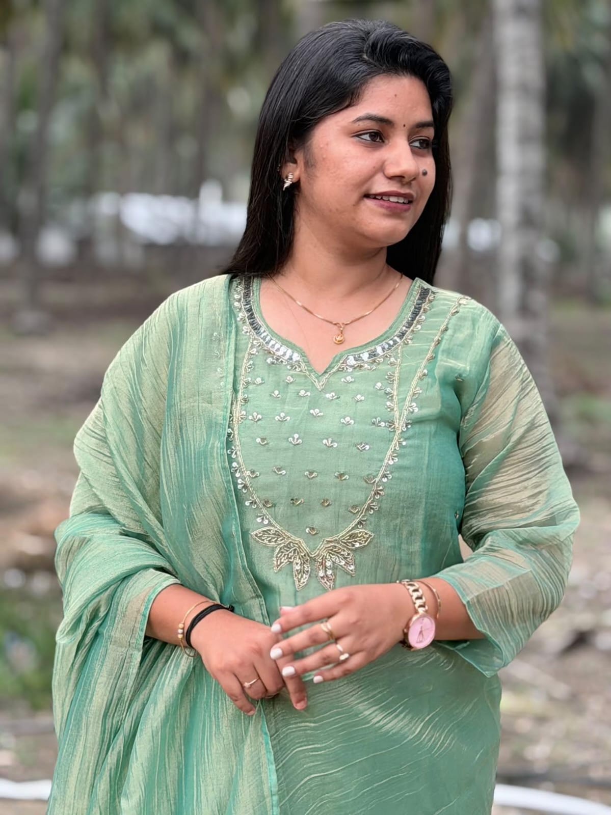 Premium Crushed Tissue Kurti  Set EW132