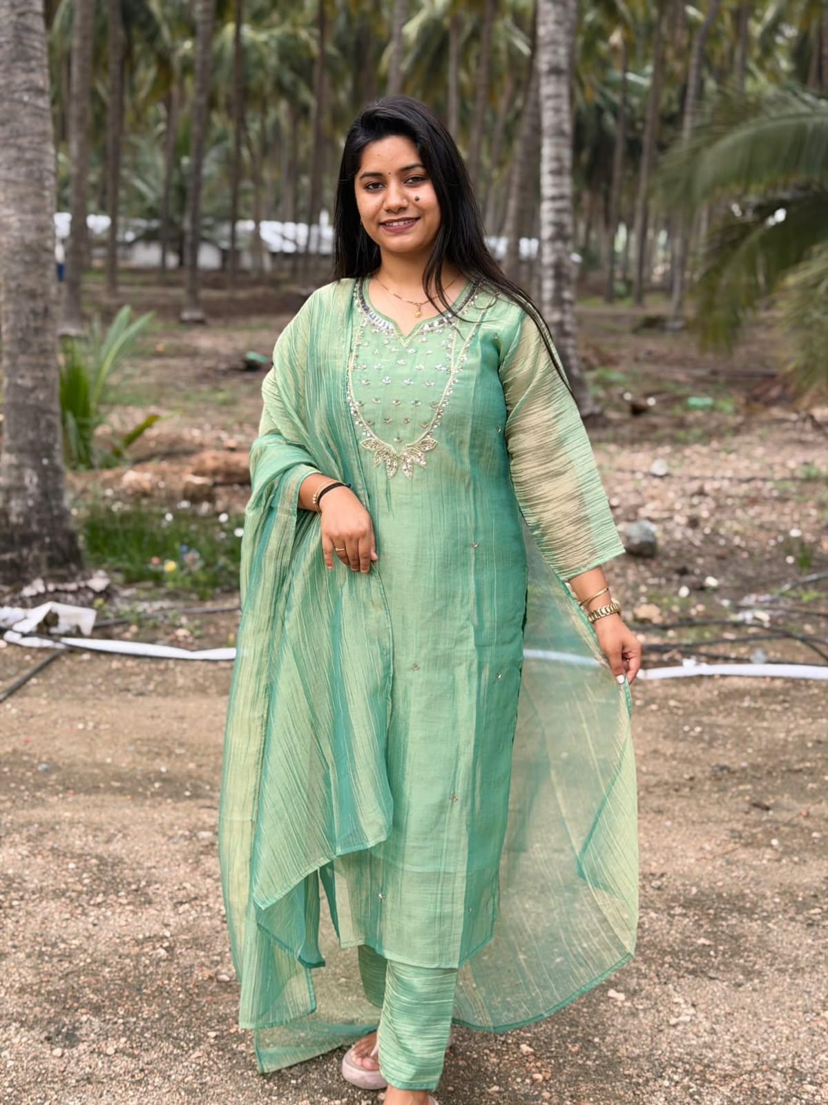 Premium Crushed Tissue Kurti  Set EW132