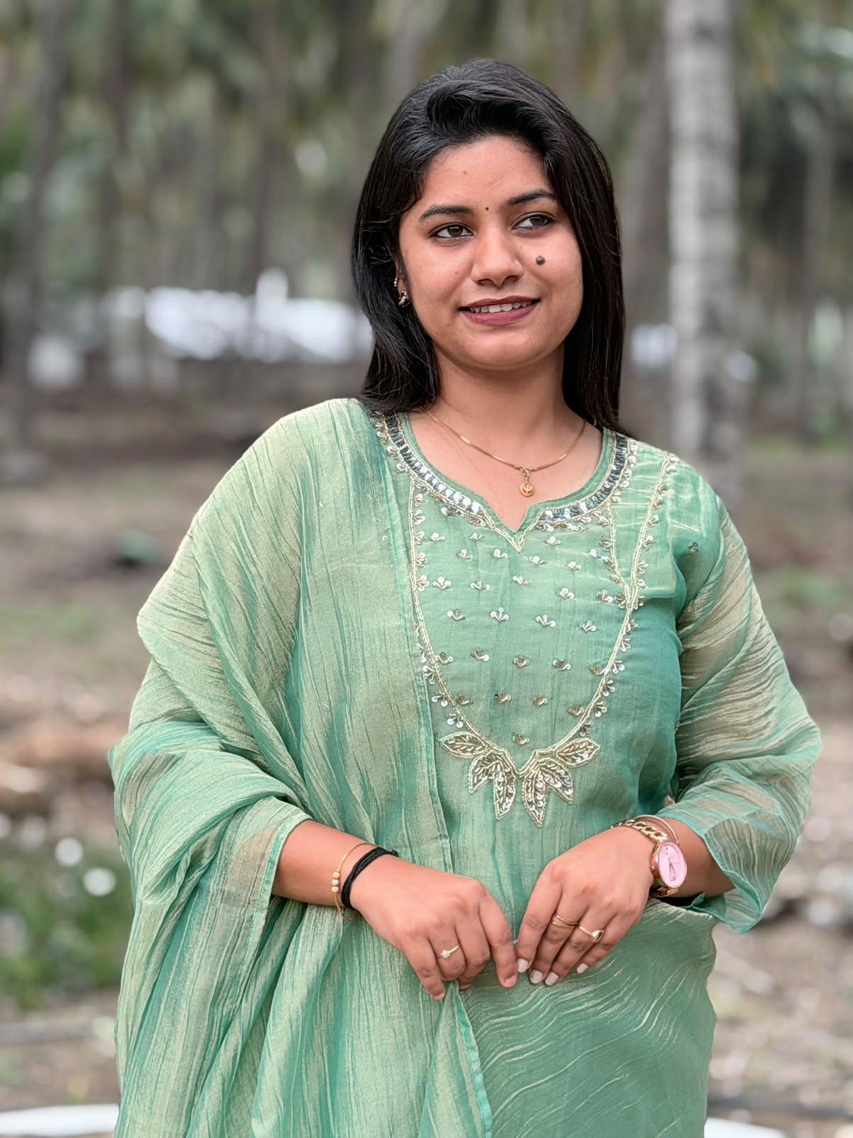 Premium Crushed Tissue Kurti  Set EW132