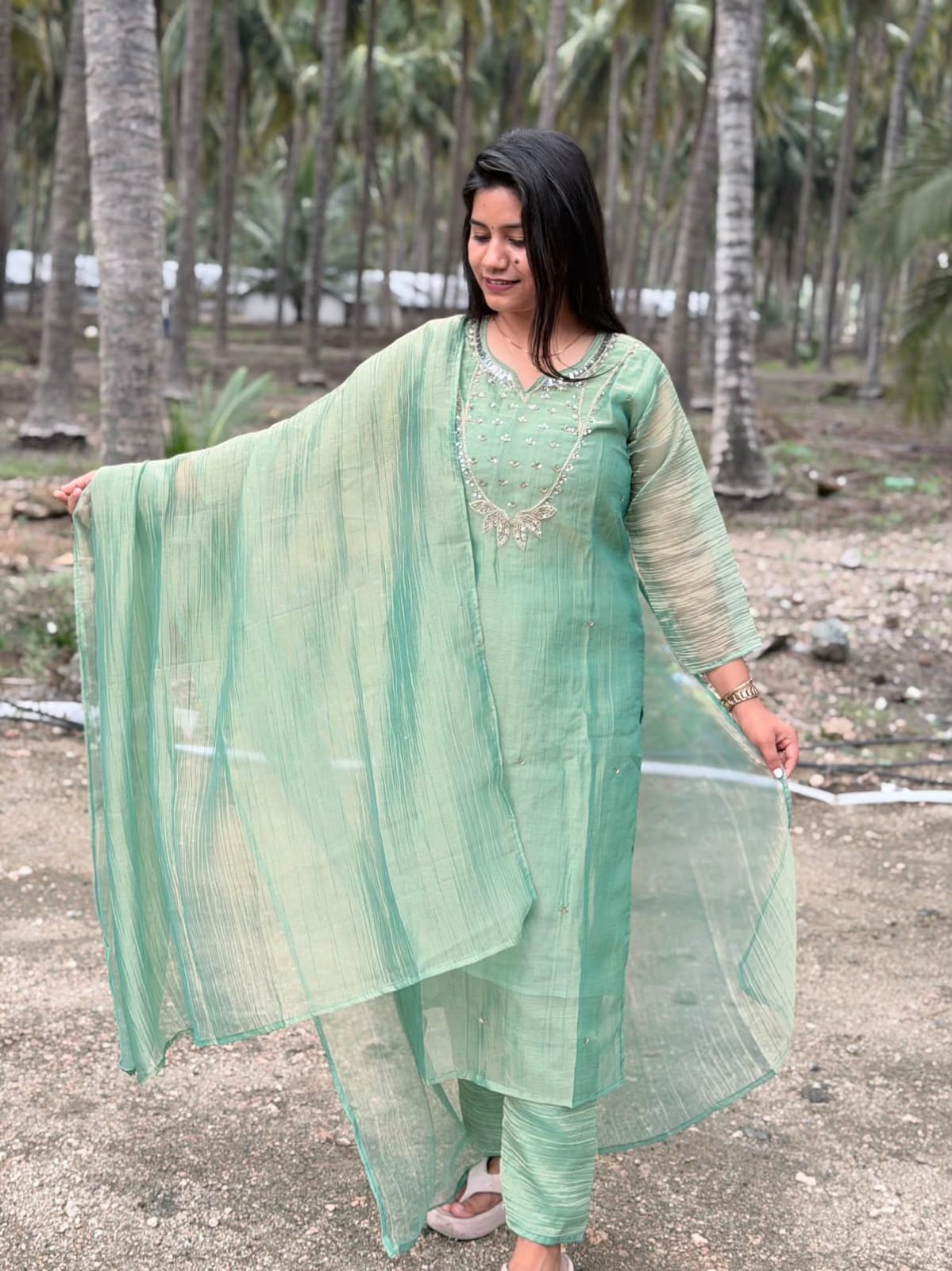 Premium Crushed Tissue Kurti  Set EW132