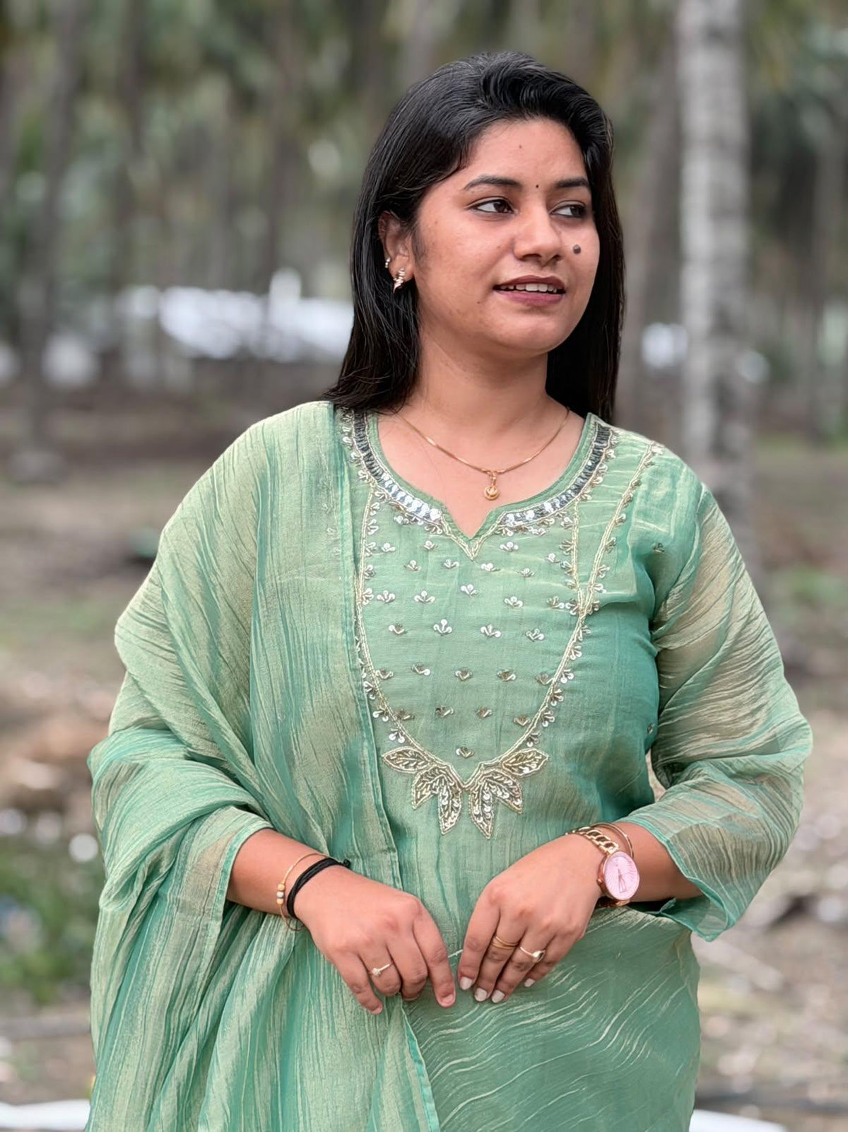 Premium Crushed Tissue Kurti  Set EW132