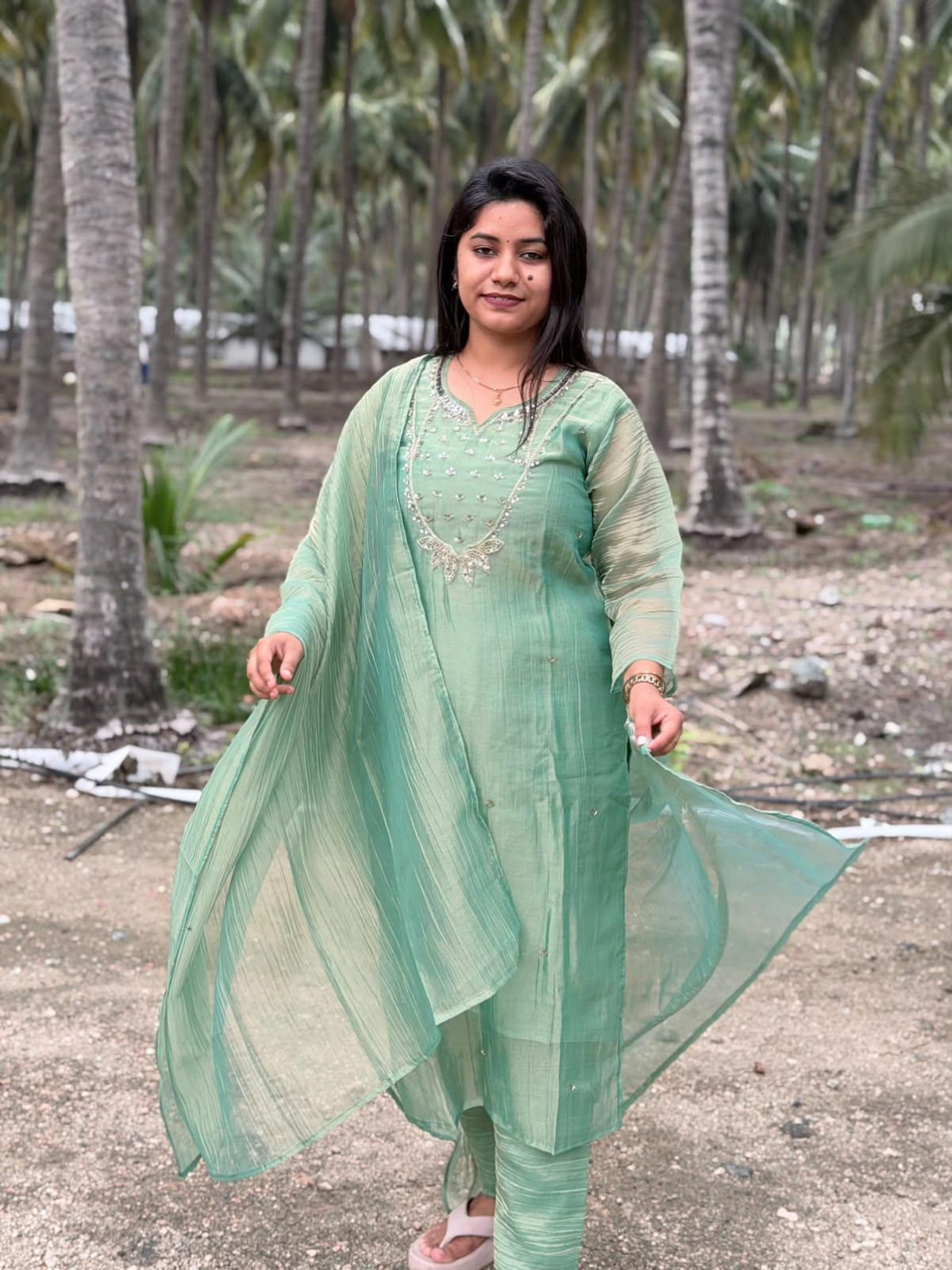 Premium Crushed Tissue Kurti  Set EW132