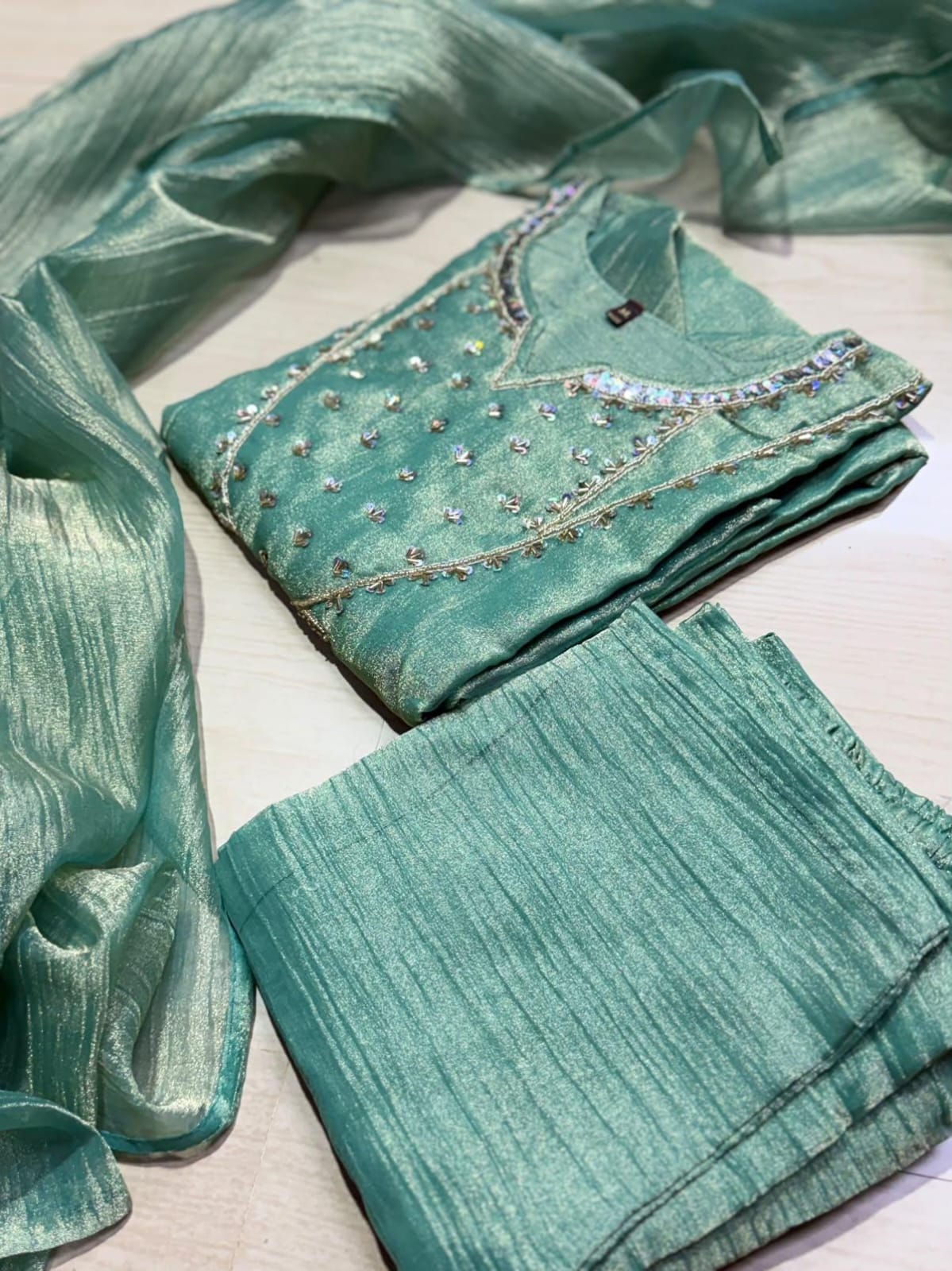 Premium Crushed Tissue Kurti  Set EW132
