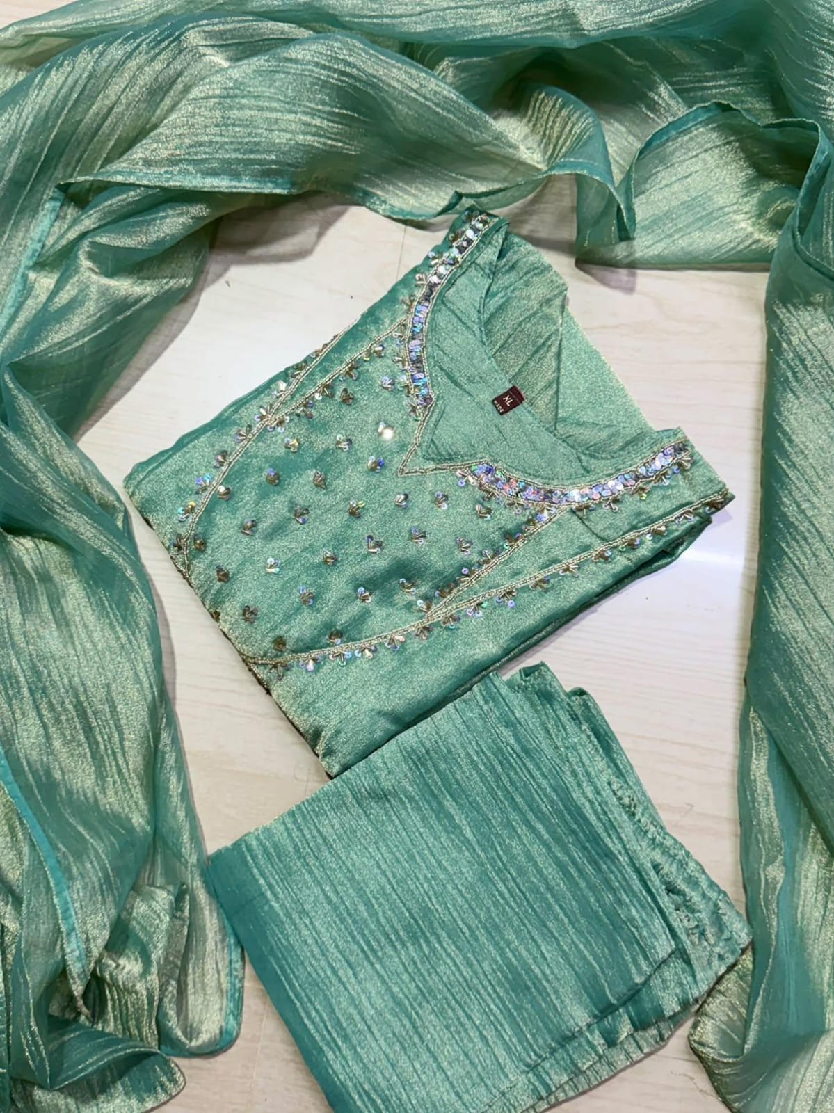 Premium Crushed Tissue Kurti  Set EW132