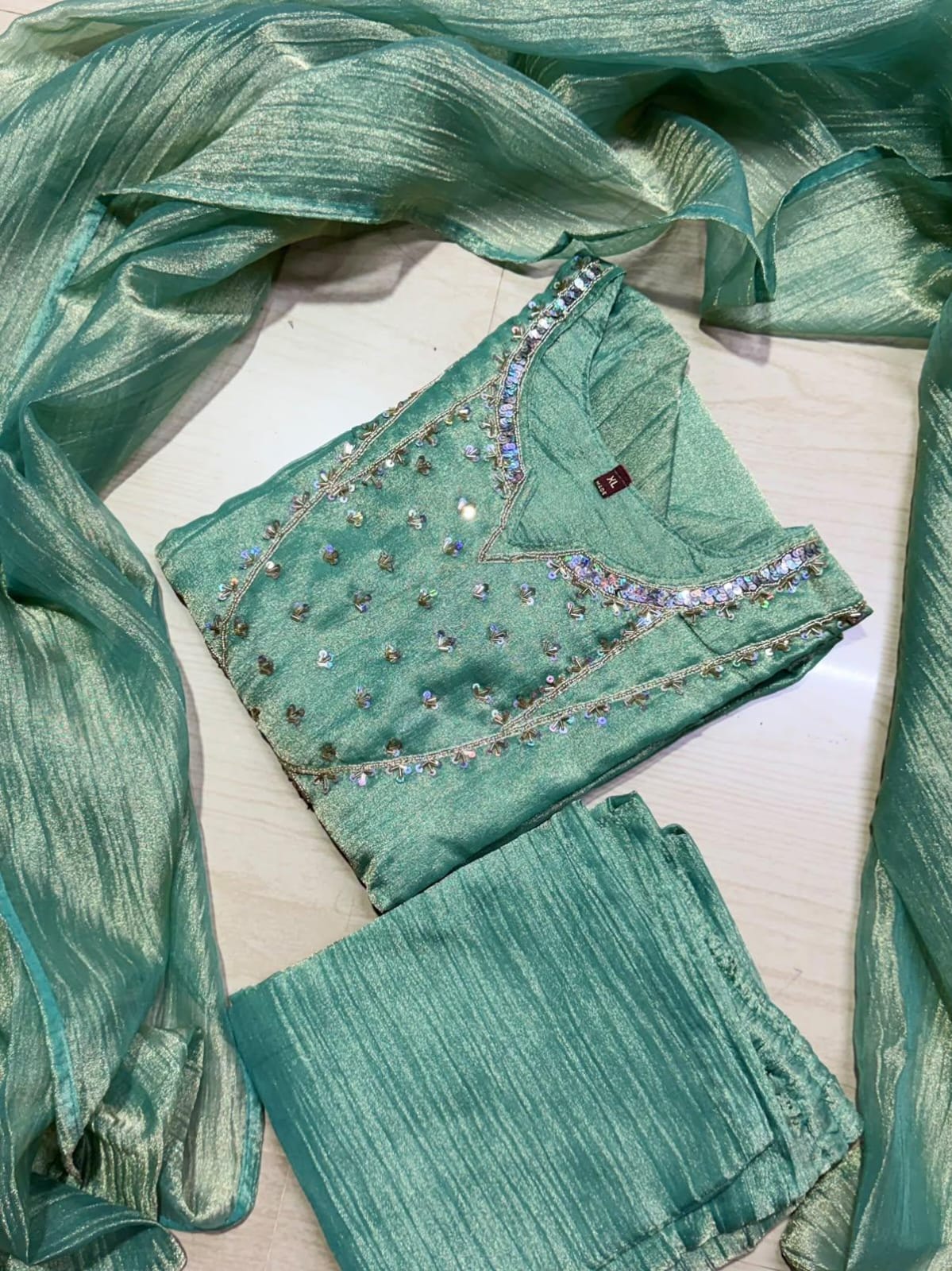 Premium Crushed Tissue Kurti  Set EW132