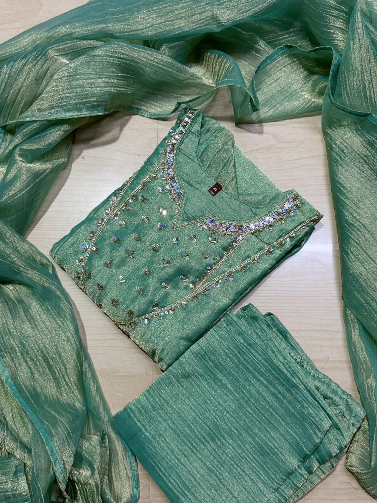 Premium Crushed Tissue Kurti  Set EW132