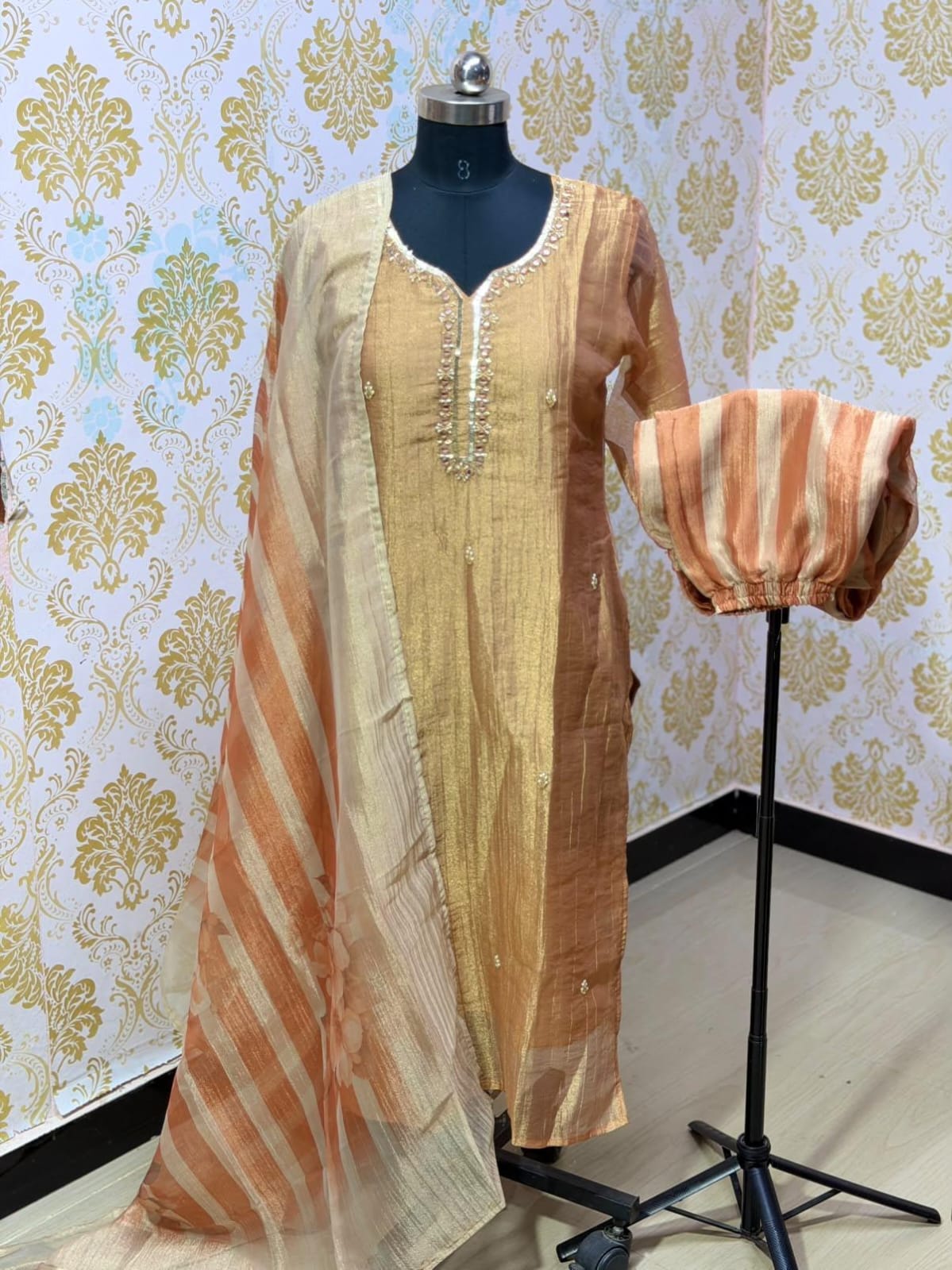 Premium Crushed Tissue Kurti  Set EW133