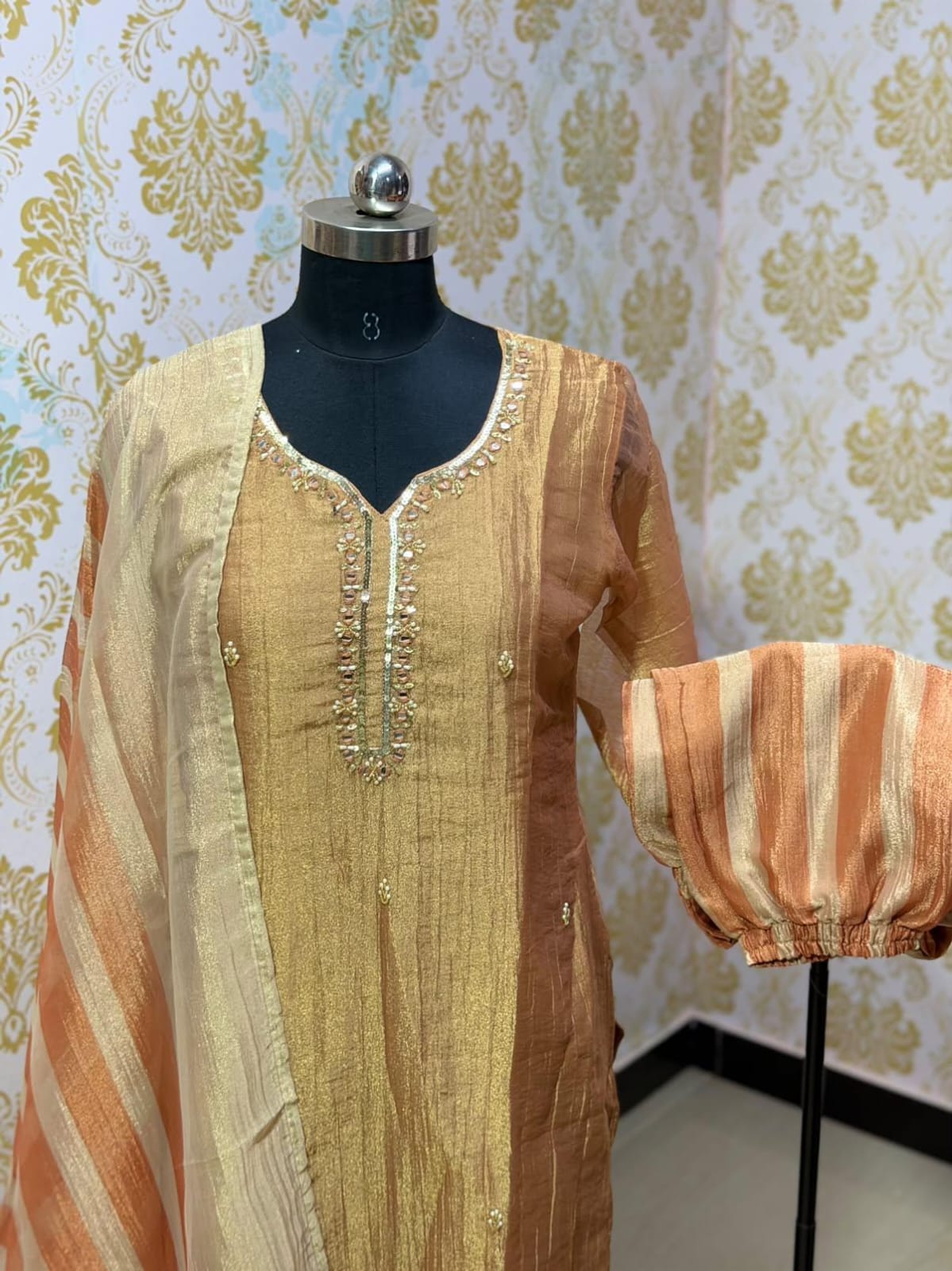 Premium Crushed Tissue Kurti  Set EW133
