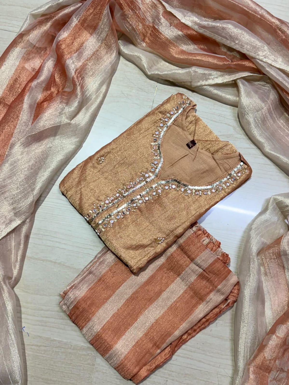 Premium Crushed Tissue Kurti  Set EW133