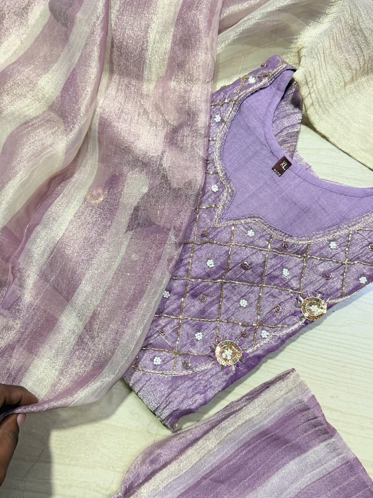 Premium Crushed Tissue Kurti  Set EW134