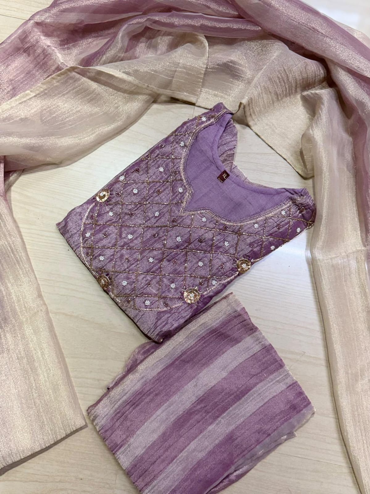 Premium Crushed Tissue Kurti  Set EW134