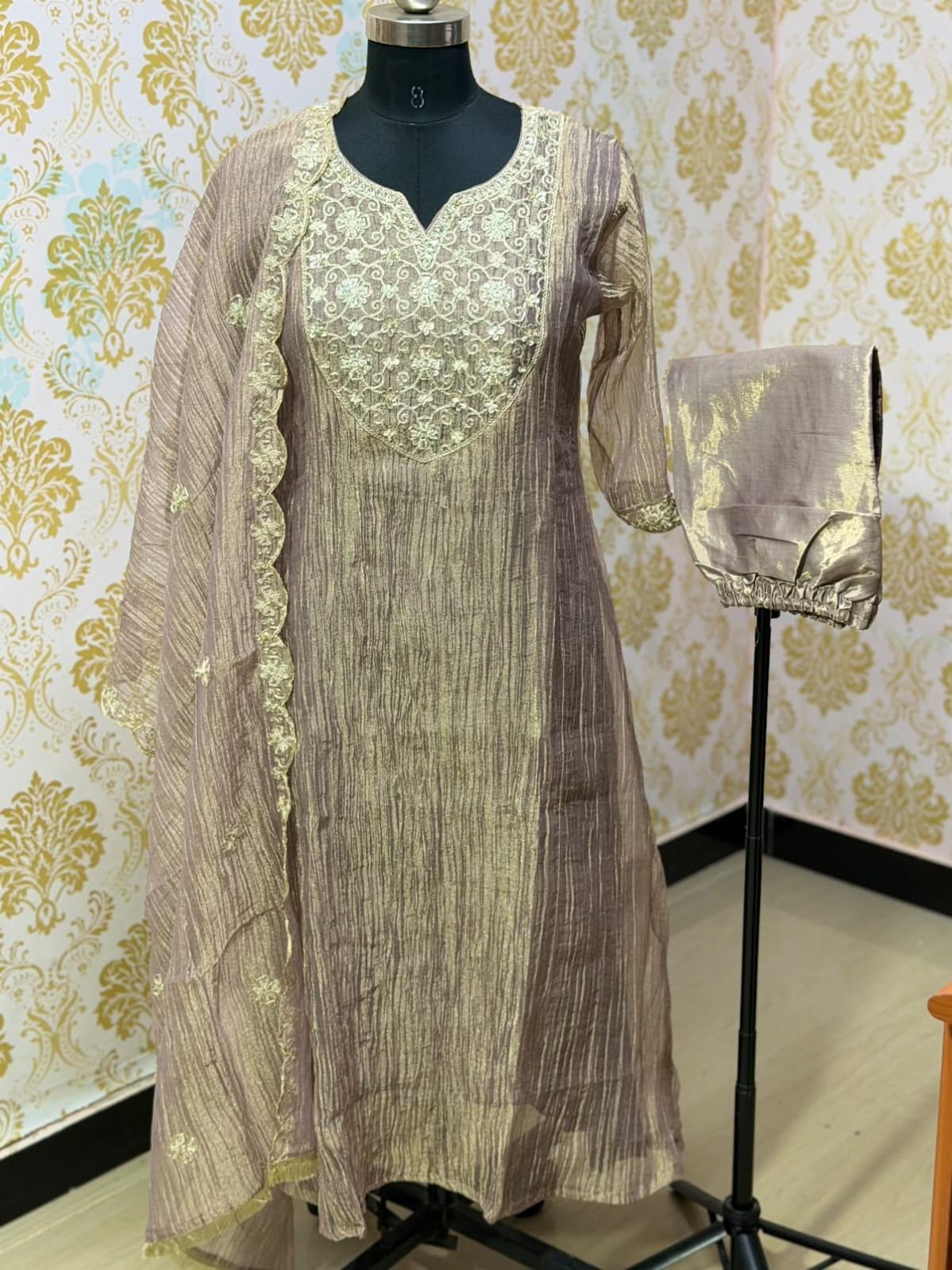 Premium Crushed Tissue Kurti  Set EW135