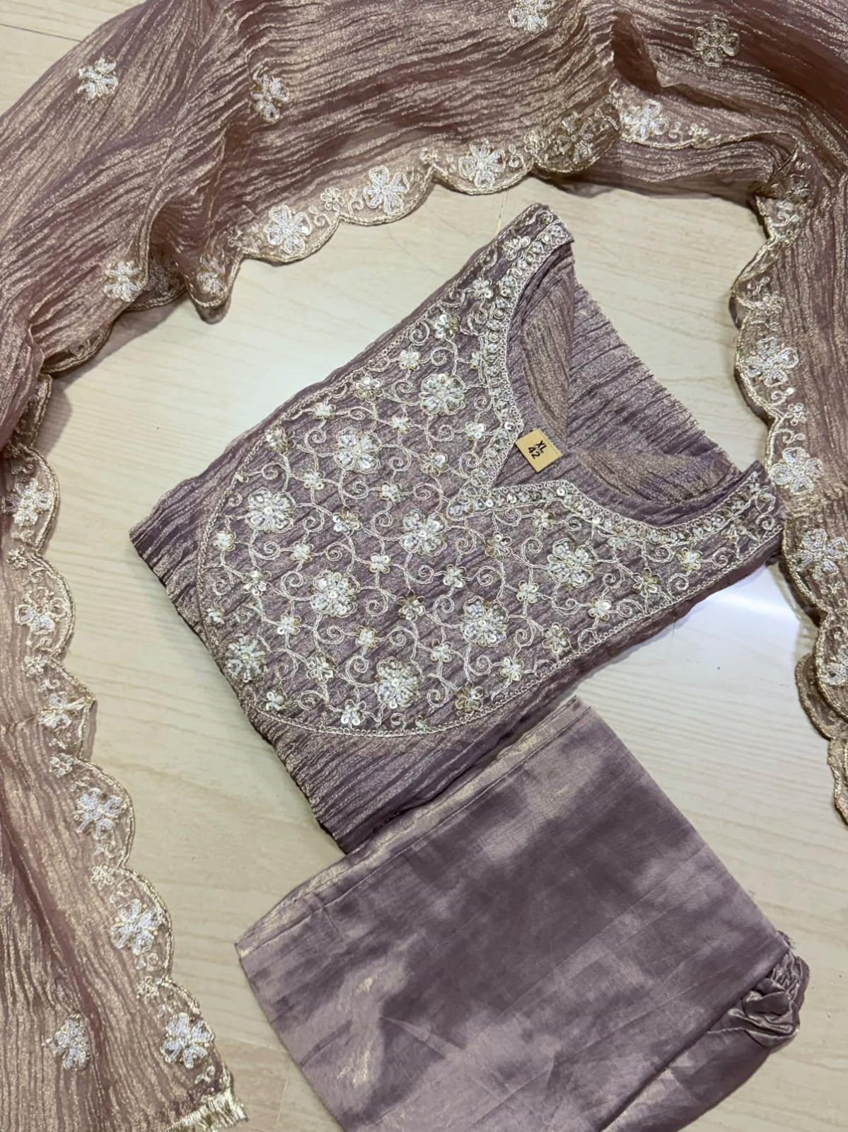 Premium Crushed Tissue Kurti  Set EW135