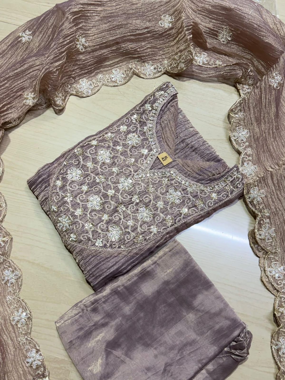 Premium Crushed Tissue Kurti  Set EW135