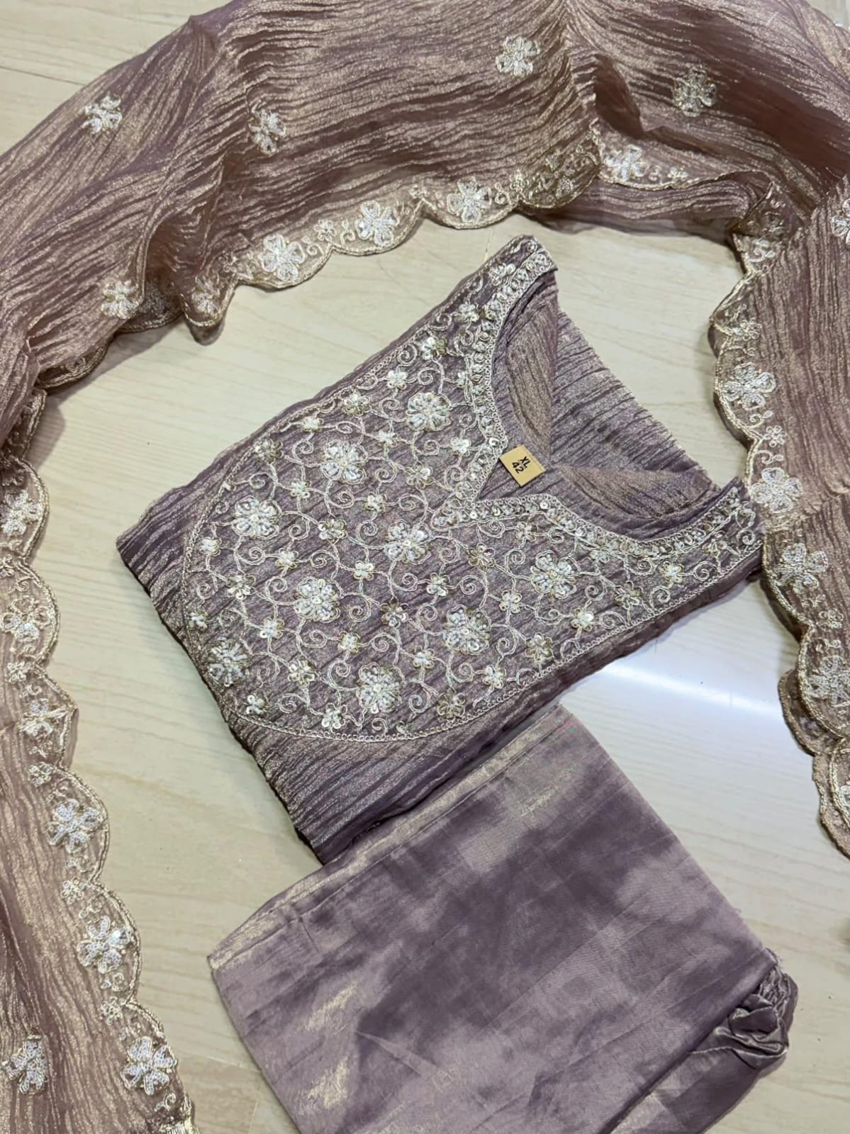 Premium Crushed Tissue Kurti  Set EW135