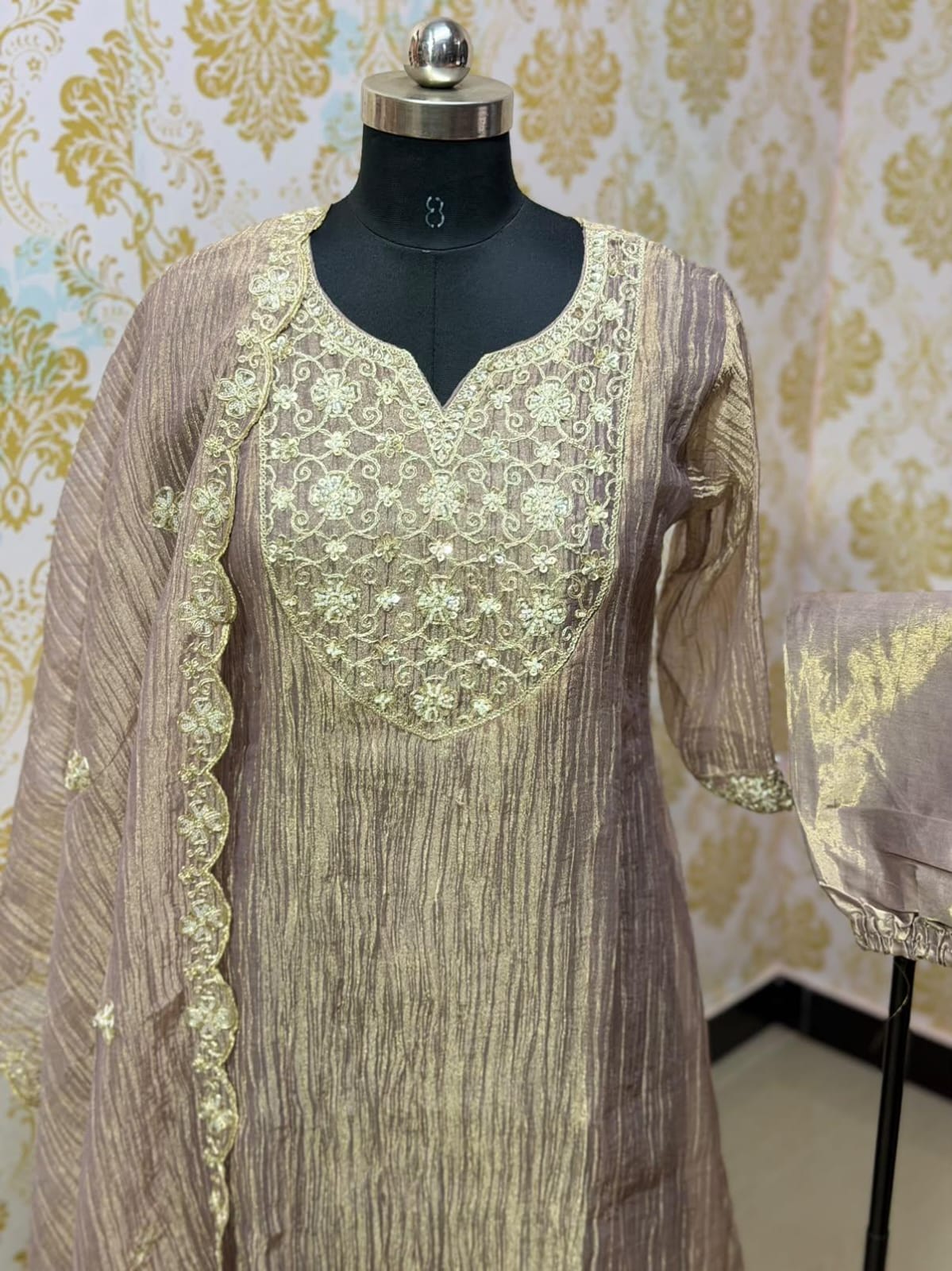 Premium Crushed Tissue Kurti  Set EW135