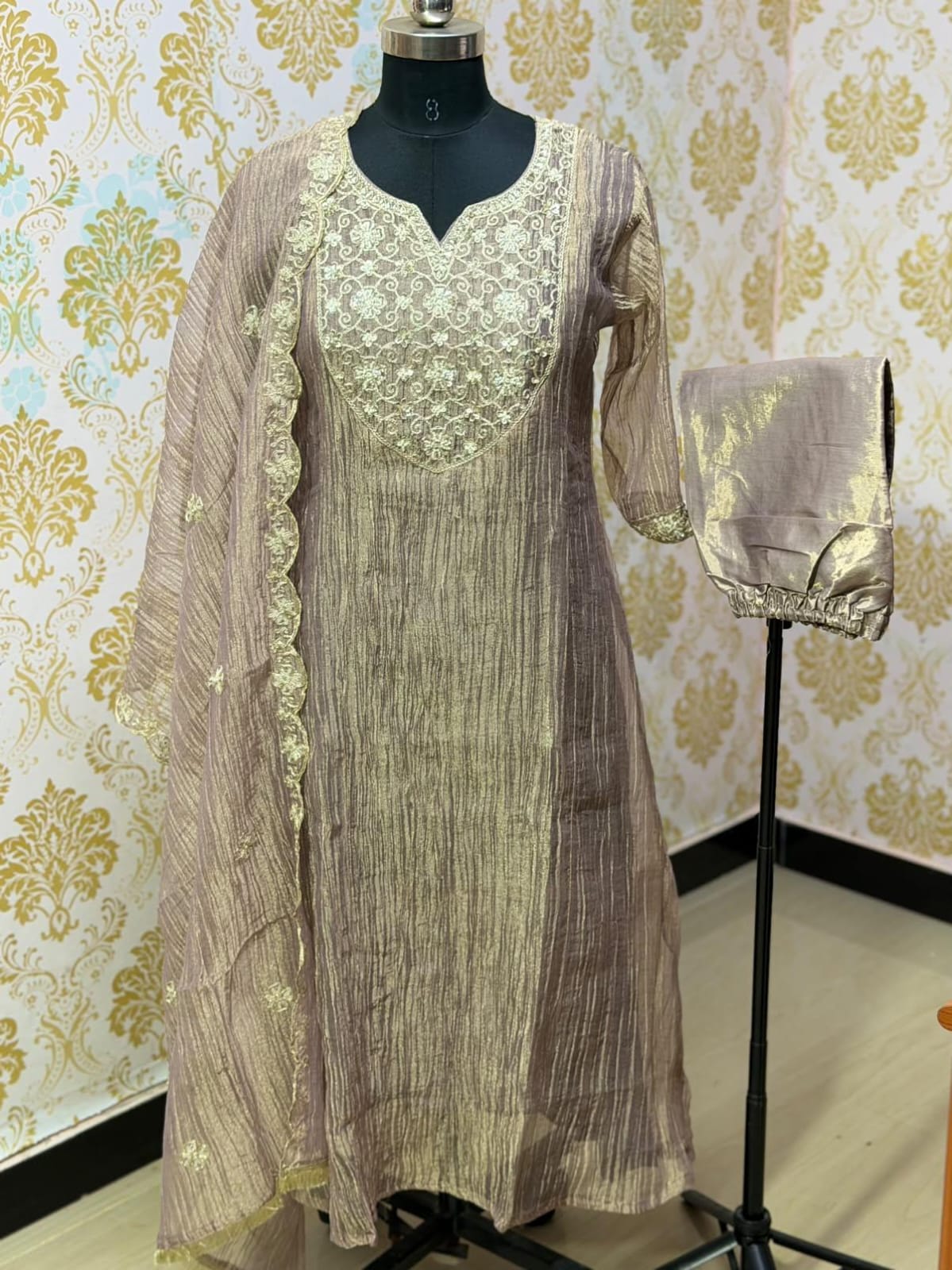 Premium Crushed Tissue Kurti  Set EW135
