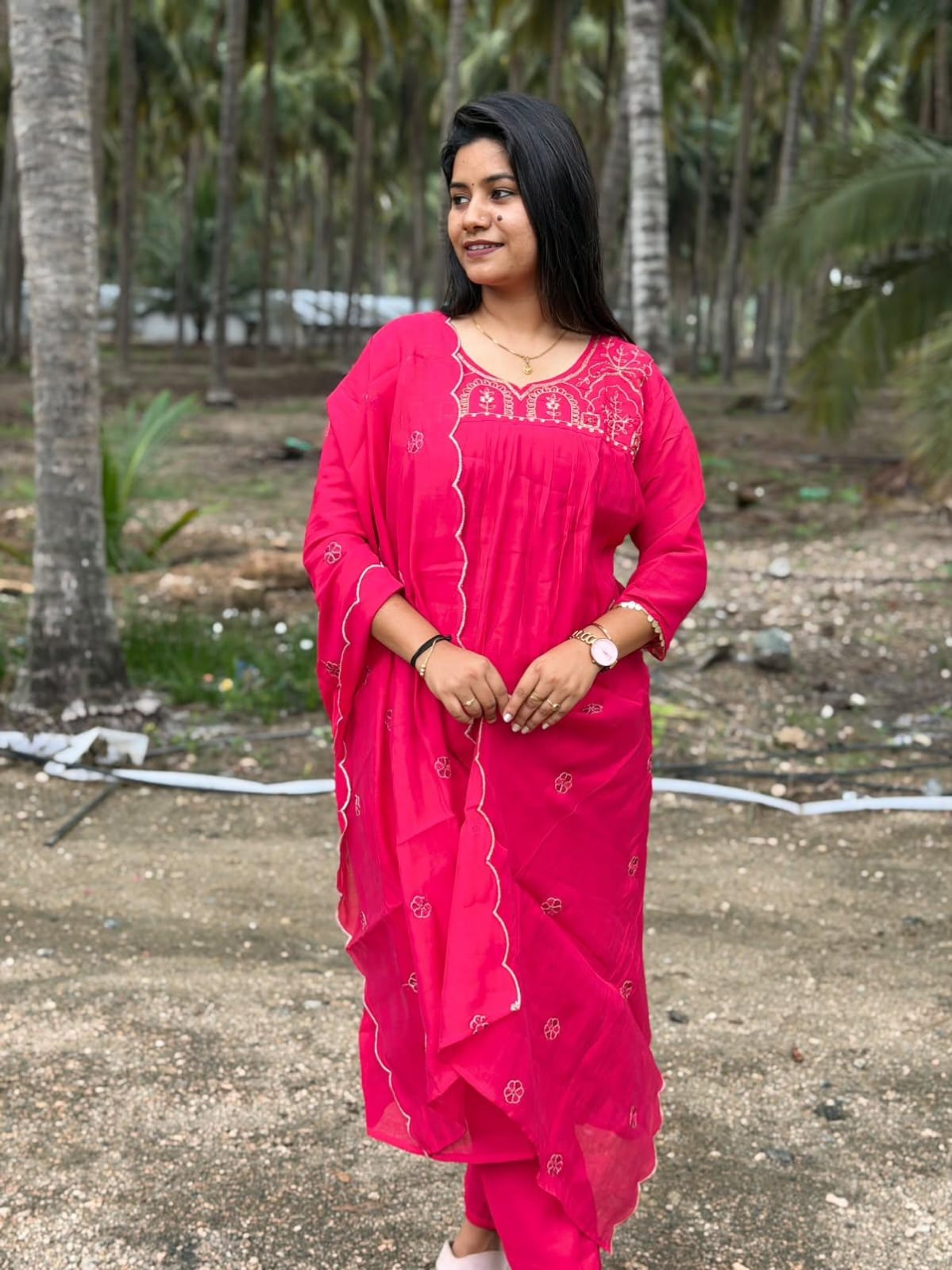 Premium Chanderi Silk Kurti  Set EW136