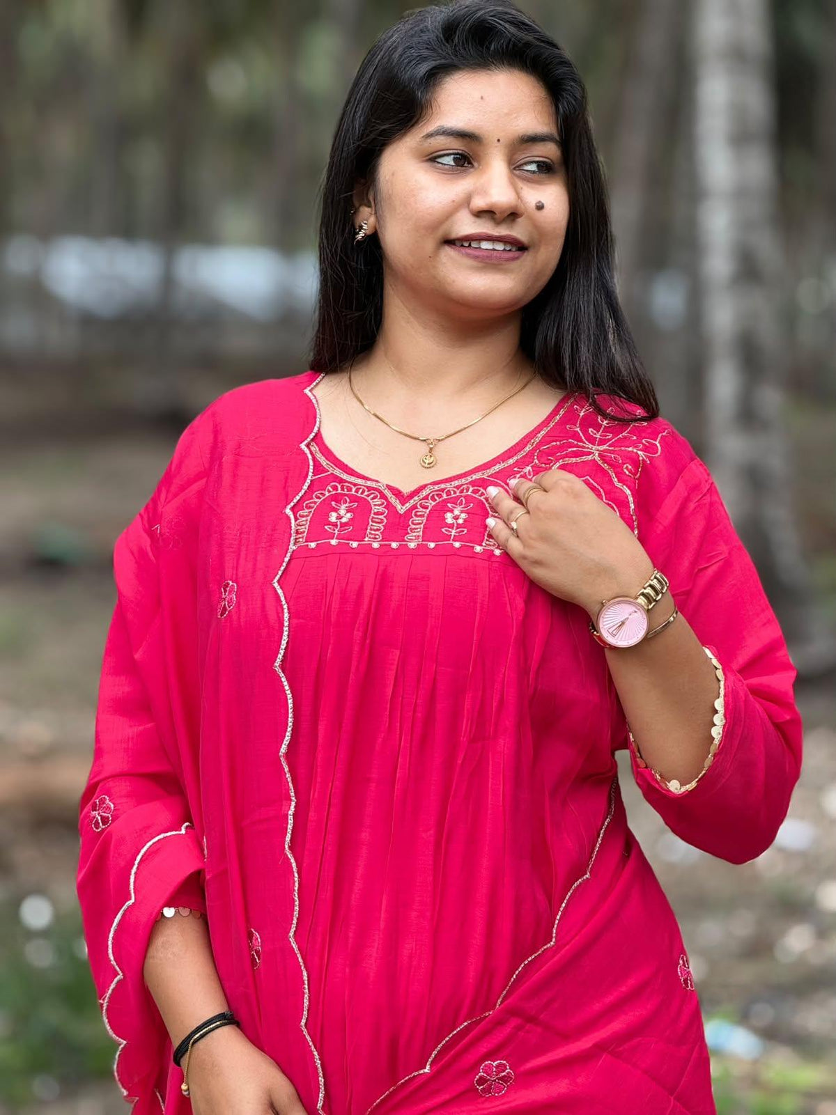 Premium Chanderi Silk Kurti  Set EW136
