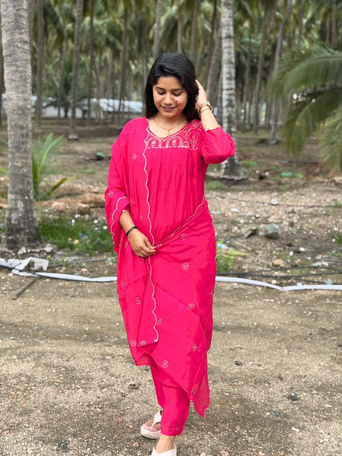 Premium Chanderi Silk Kurti  Set EW136