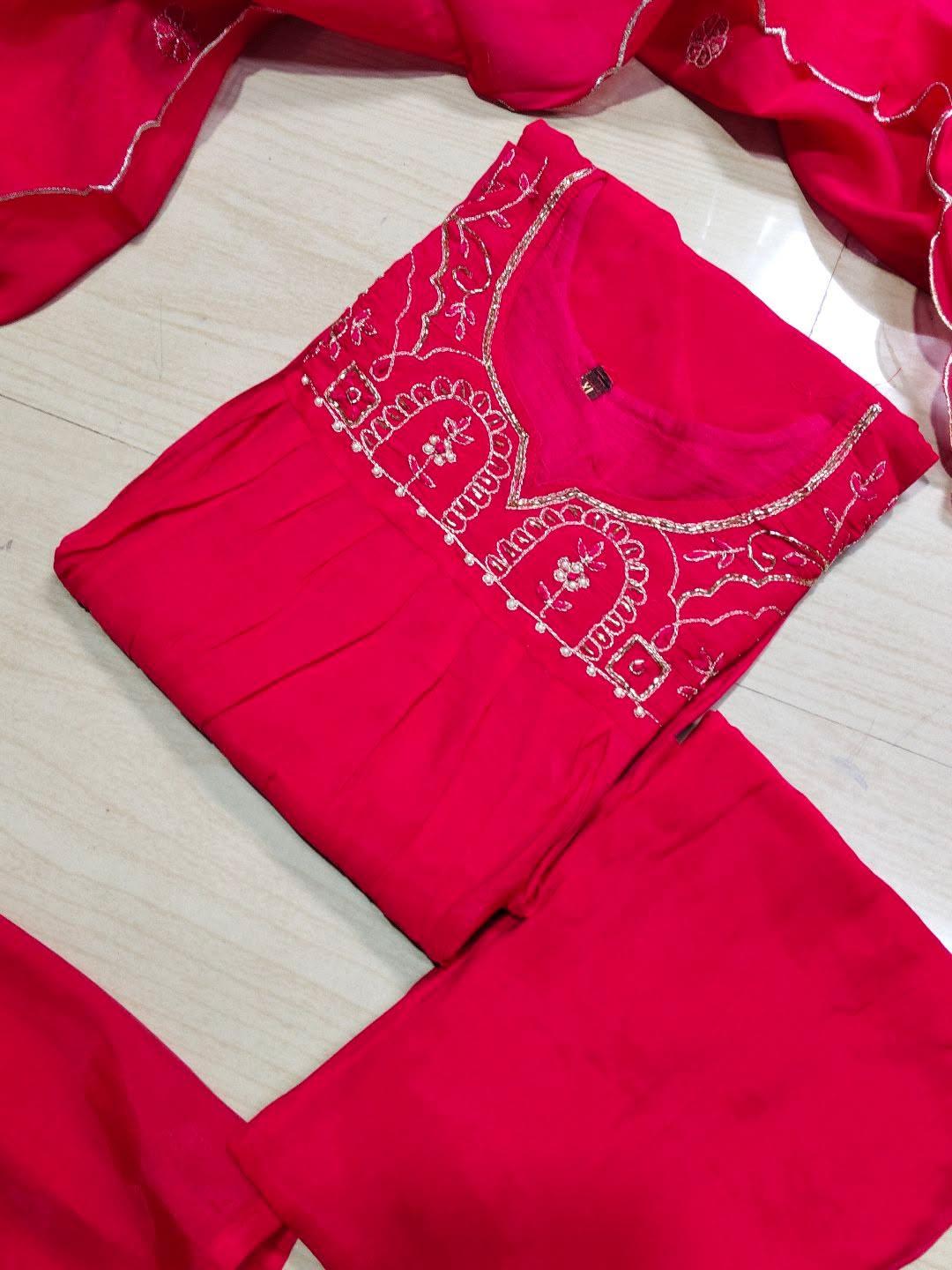 Premium Chanderi Silk Kurti  Set EW136