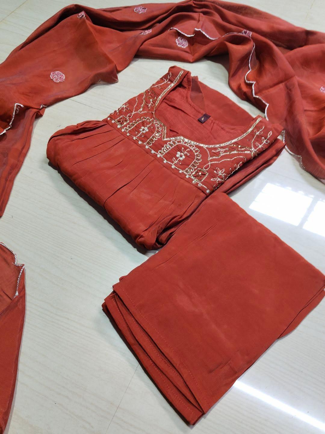 Premium Chanderi Silk Kurti  Set EW137