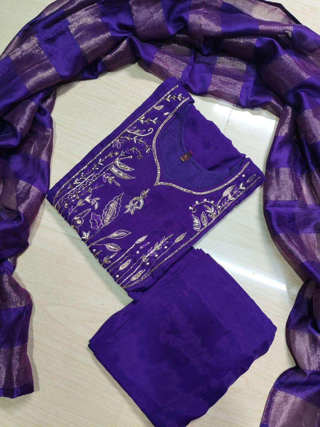Premium Roman Silk Kurti  Set EW138