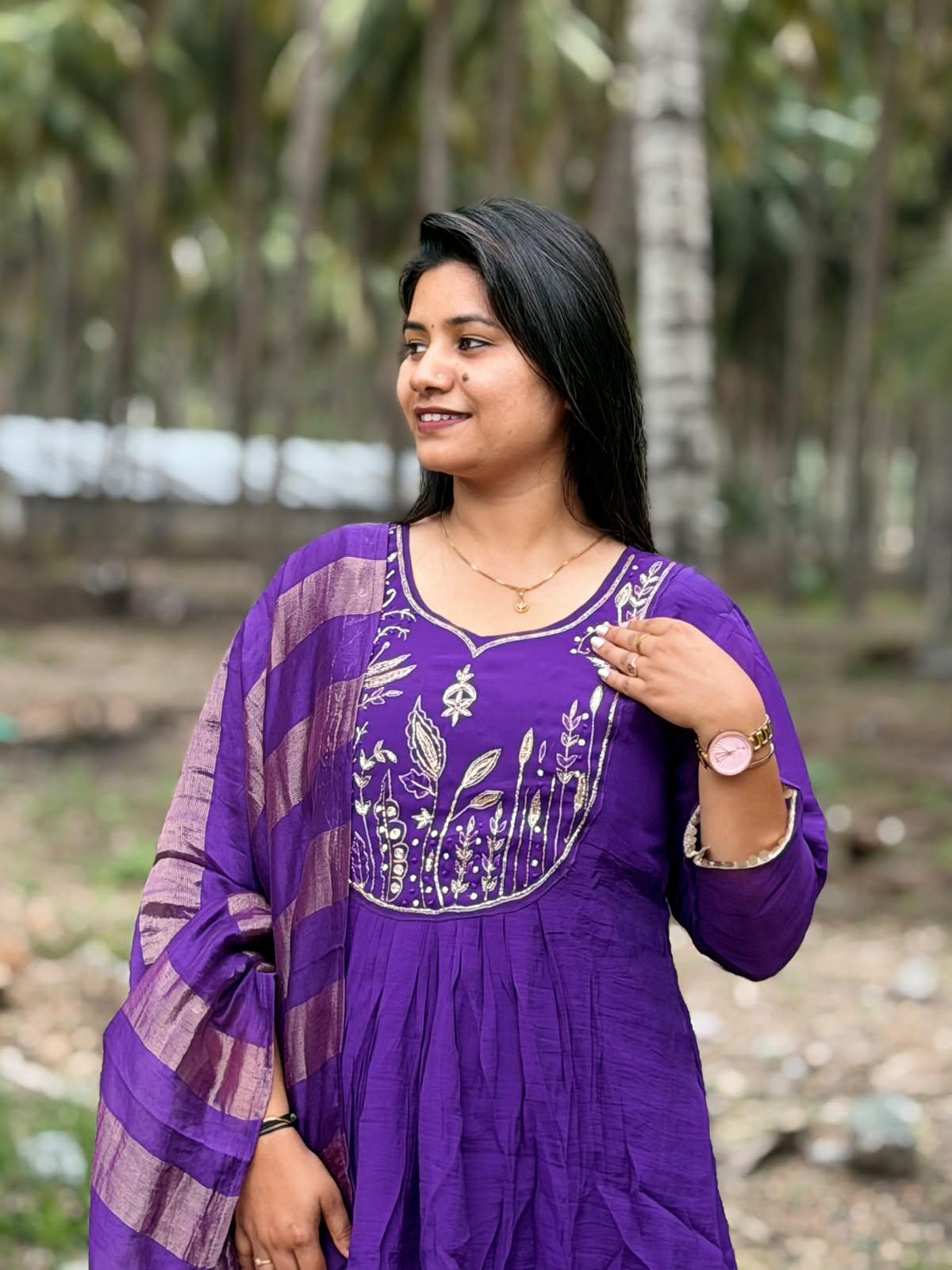 Premium Roman Silk Kurti  Set EW138