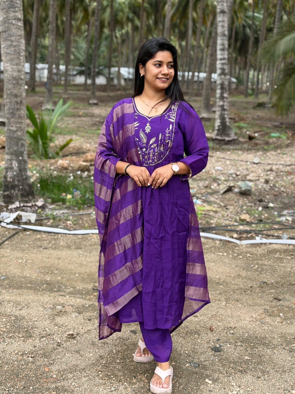 Premium Roman Silk Kurti  Set EW138