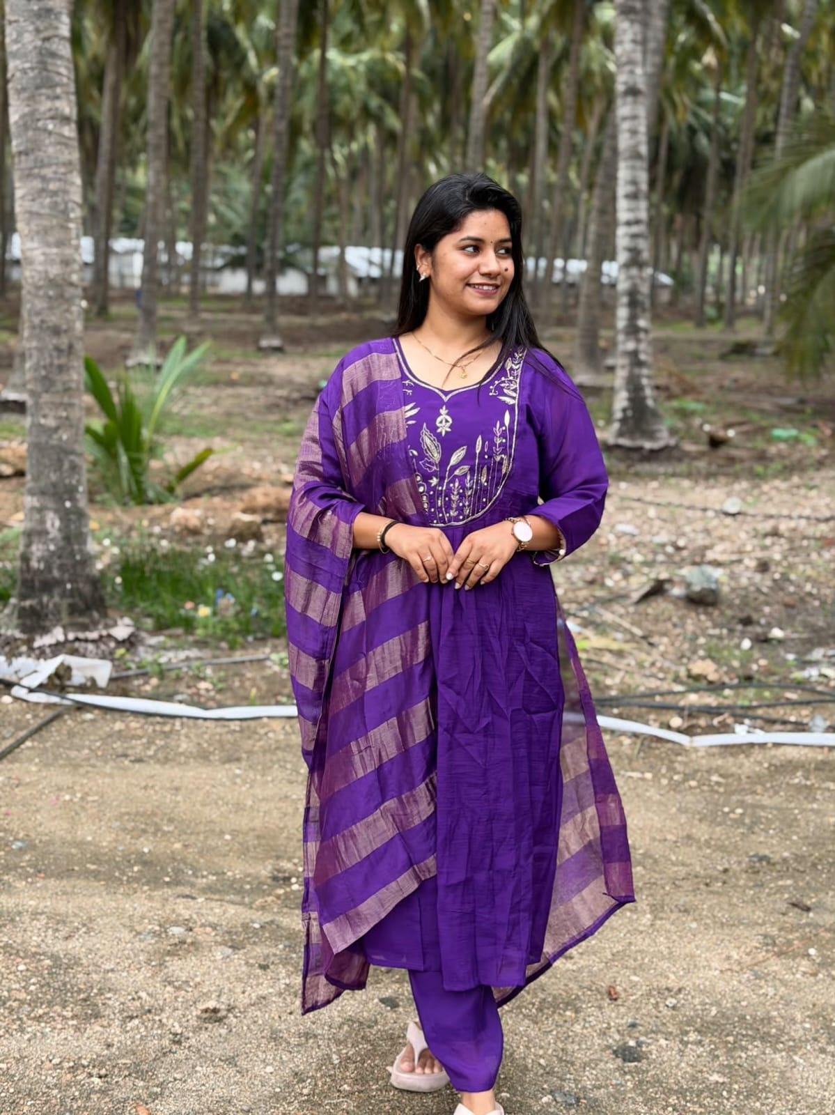 Premium Roman Silk Kurti  Set EW138