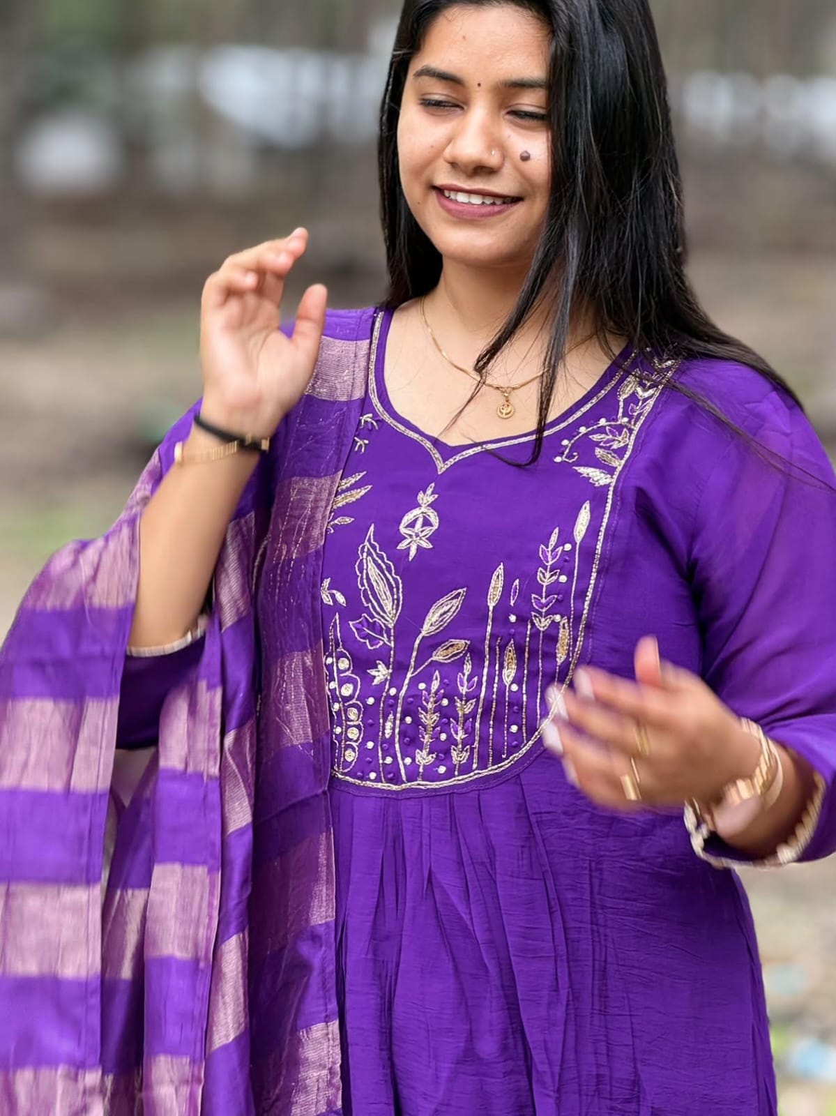 Premium Roman Silk Kurti  Set EW138