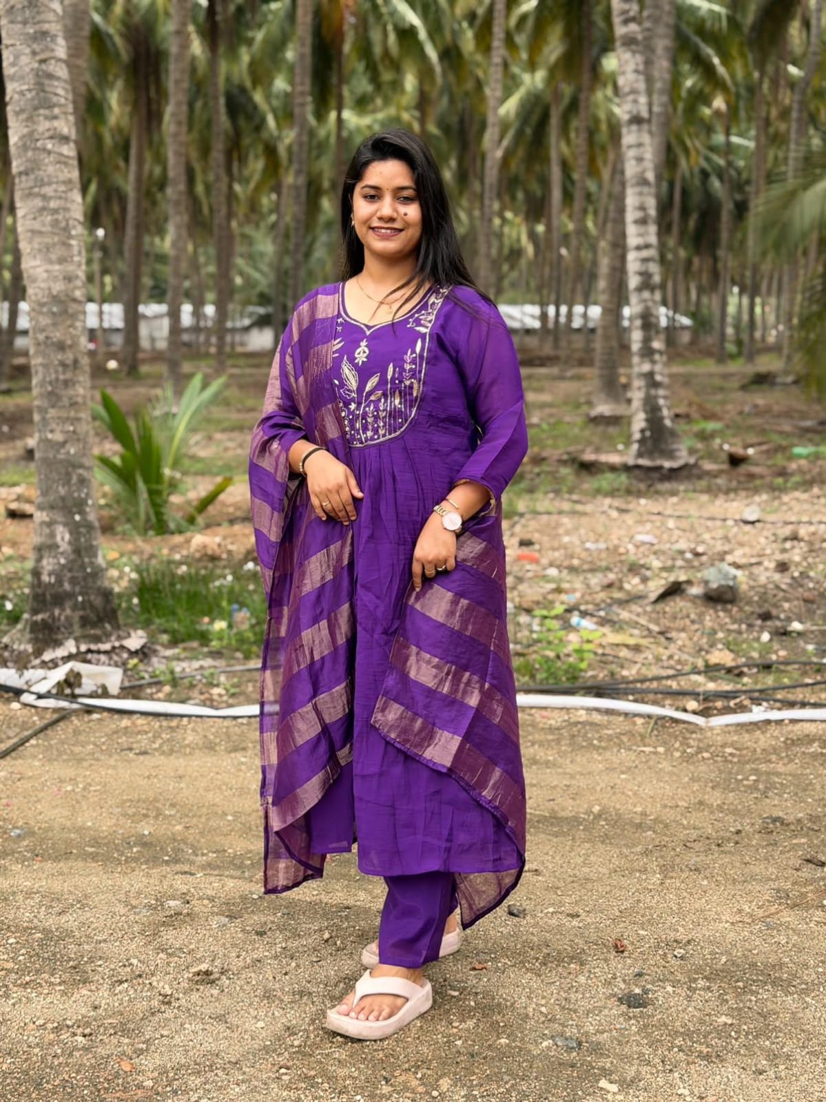 Premium Roman Silk Kurti  Set EW138