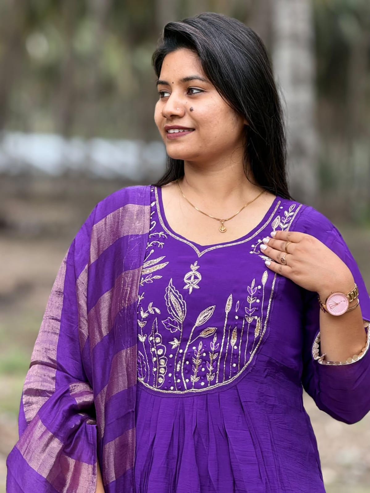 Premium Roman Silk Kurti  Set EW138