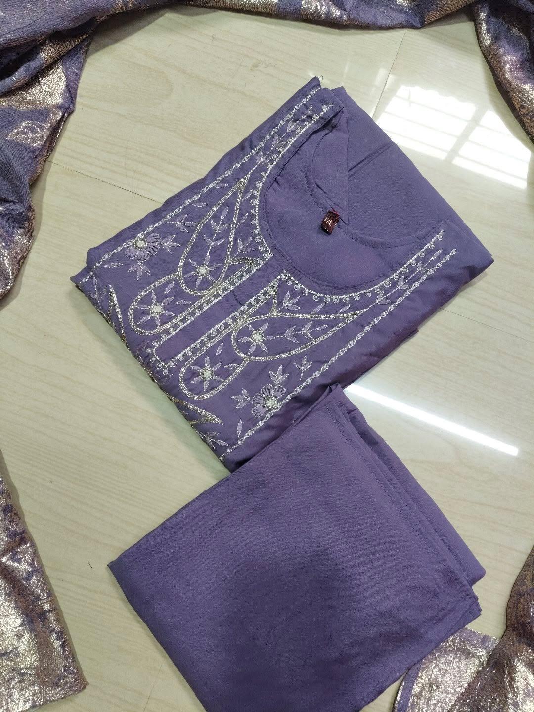 Premium Roman Silk Kurti  Set EW139