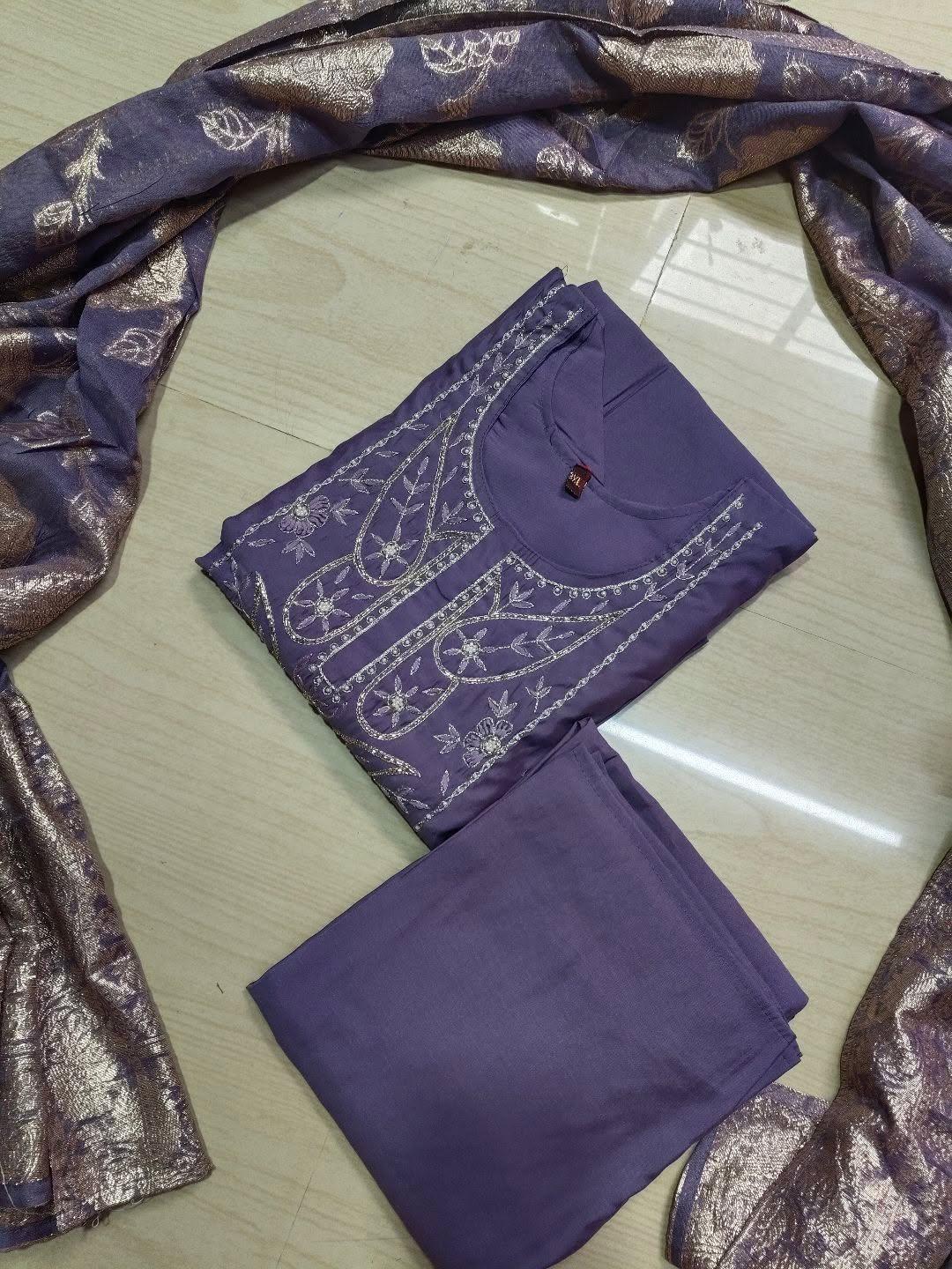 Premium Roman Silk Kurti  Set EW139
