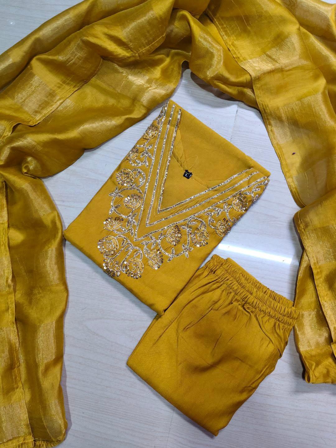 Premium Roman Silk Kurti  Set EW143