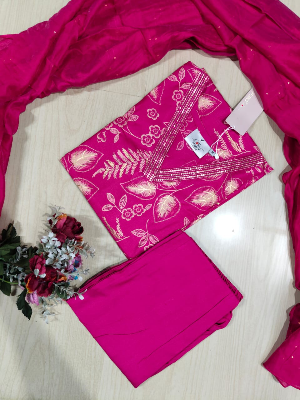 Kurti with Pant and Linen Dupatta sets - KPL16