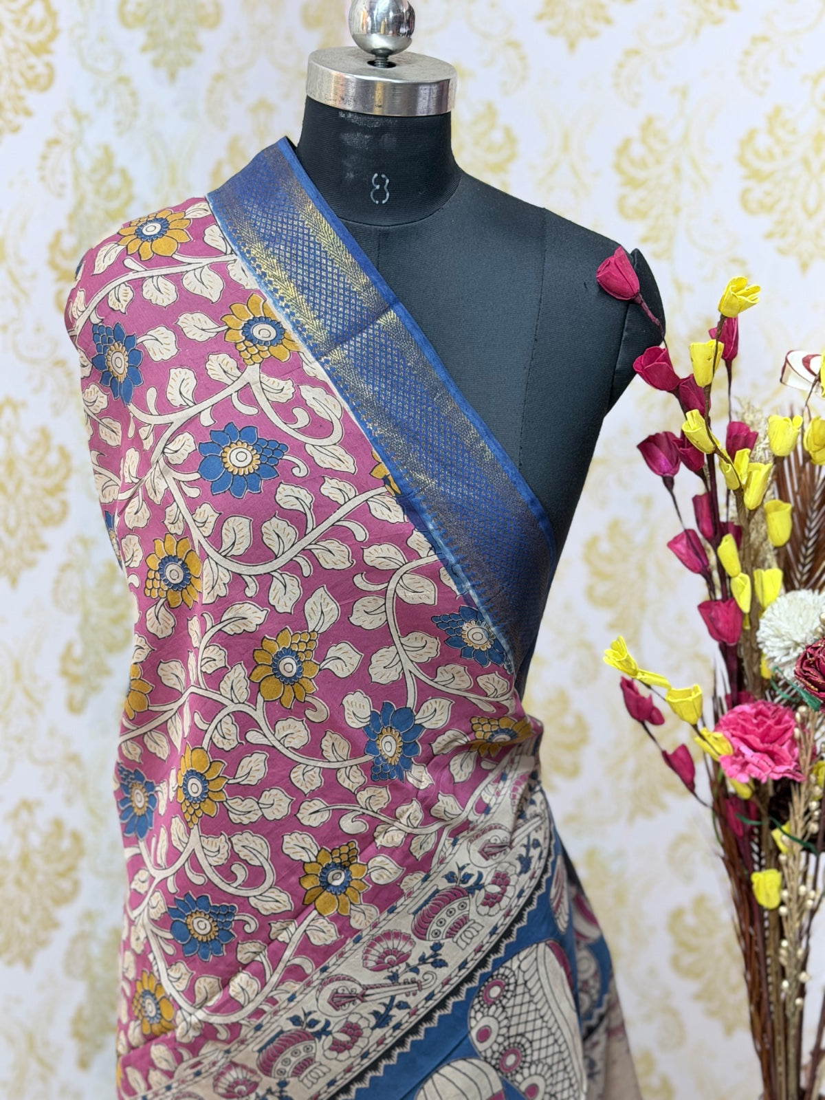 Kalamkari Zari Border Duppata KZD04