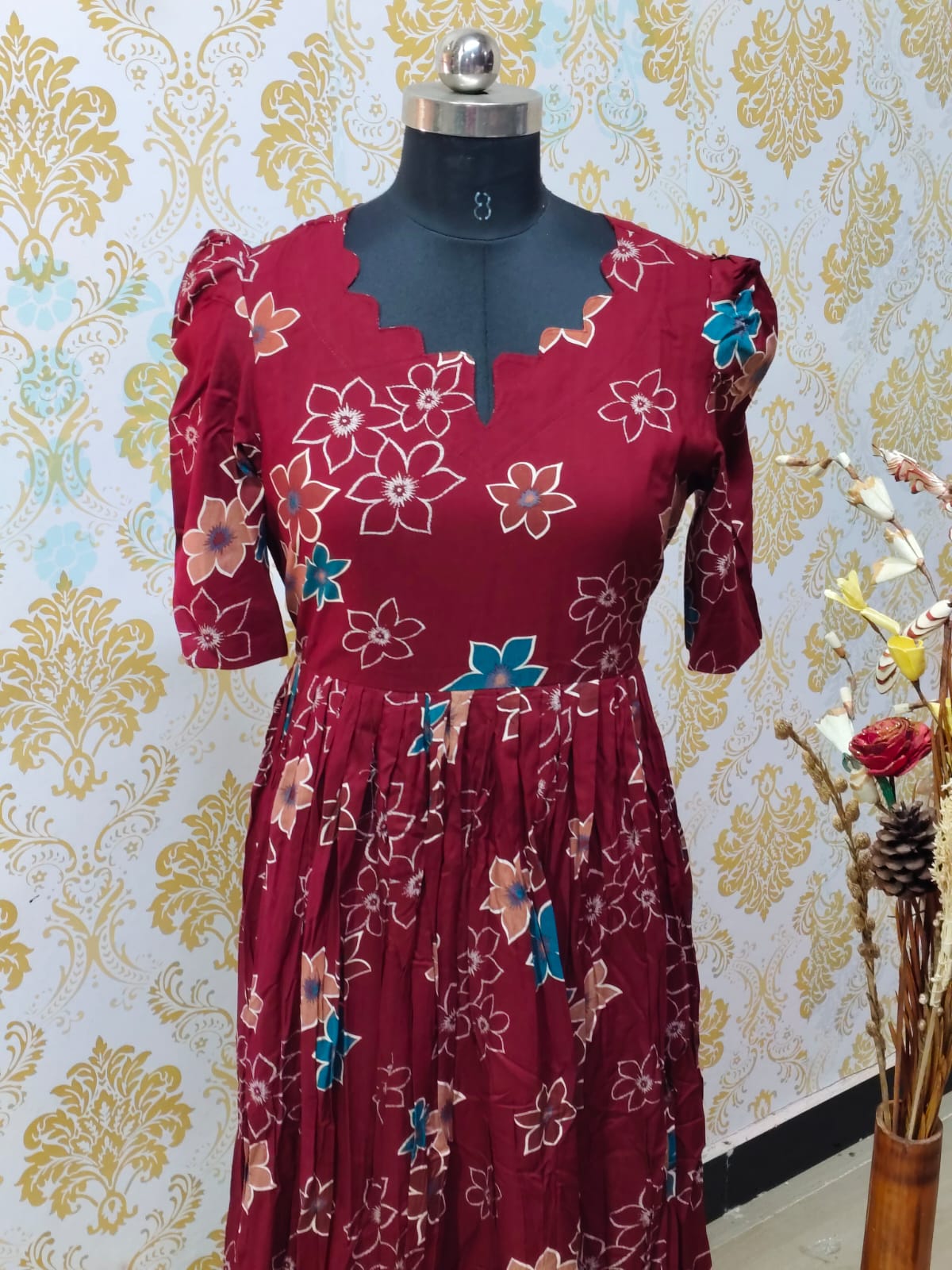 Premium Rayon Floral Frock - CFF118