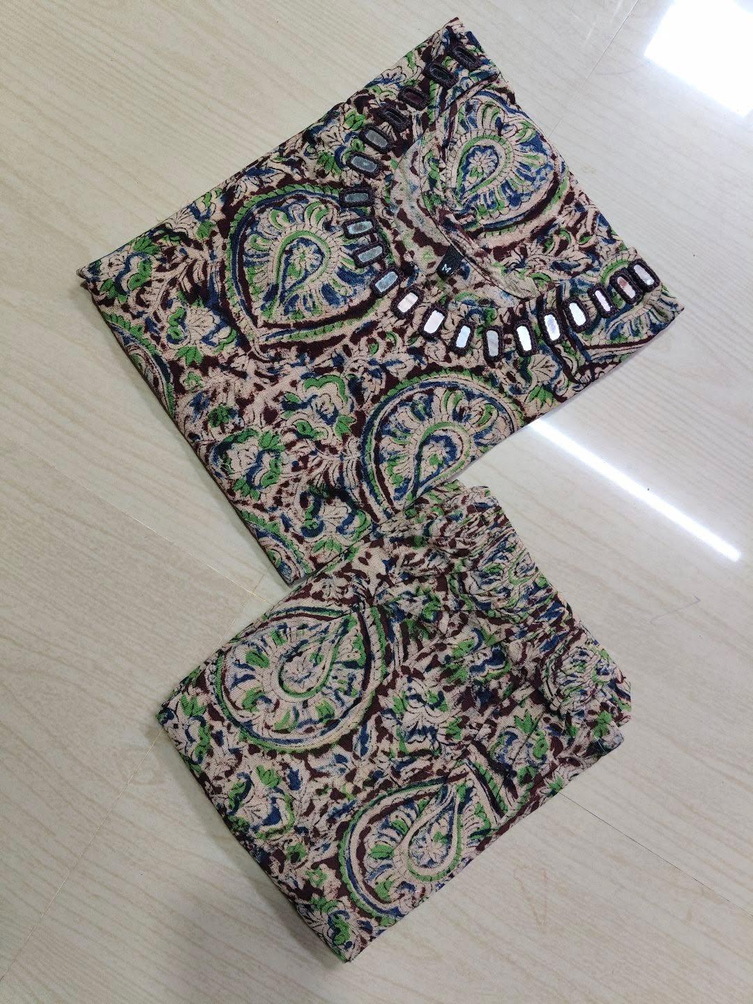 Kalamkari Kurti With Phant  PKA19