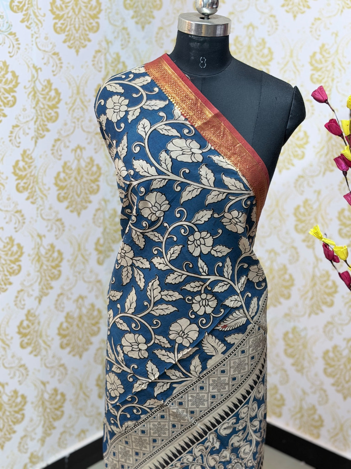 Kalamkari Zari Border Duppata KZD05