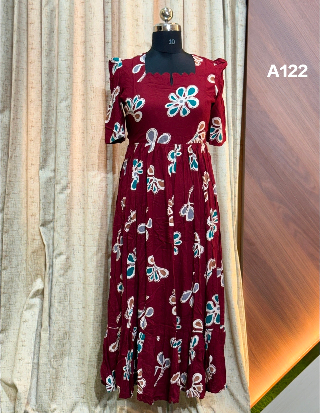 Premium Rayon Floral Frock   CFFA122