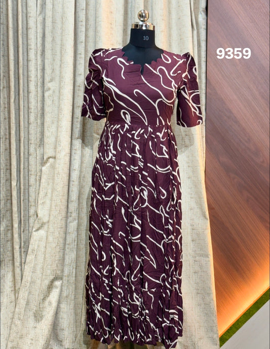 Premium Rayon Floral Frock   CFF9359